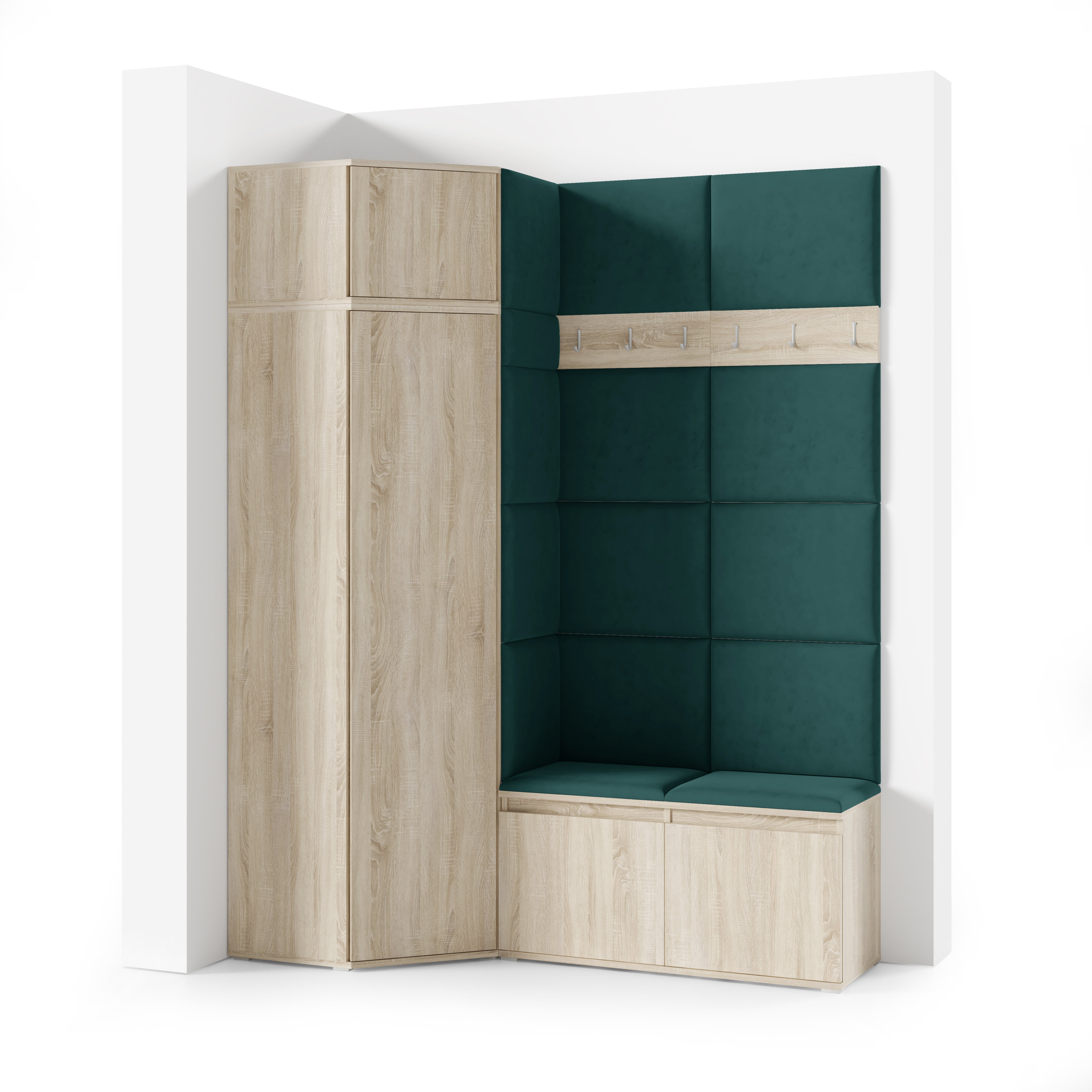 PK Emi 37 Hallway Wardrobe Sonoma Oak- Upholstered Panels in Various Colours