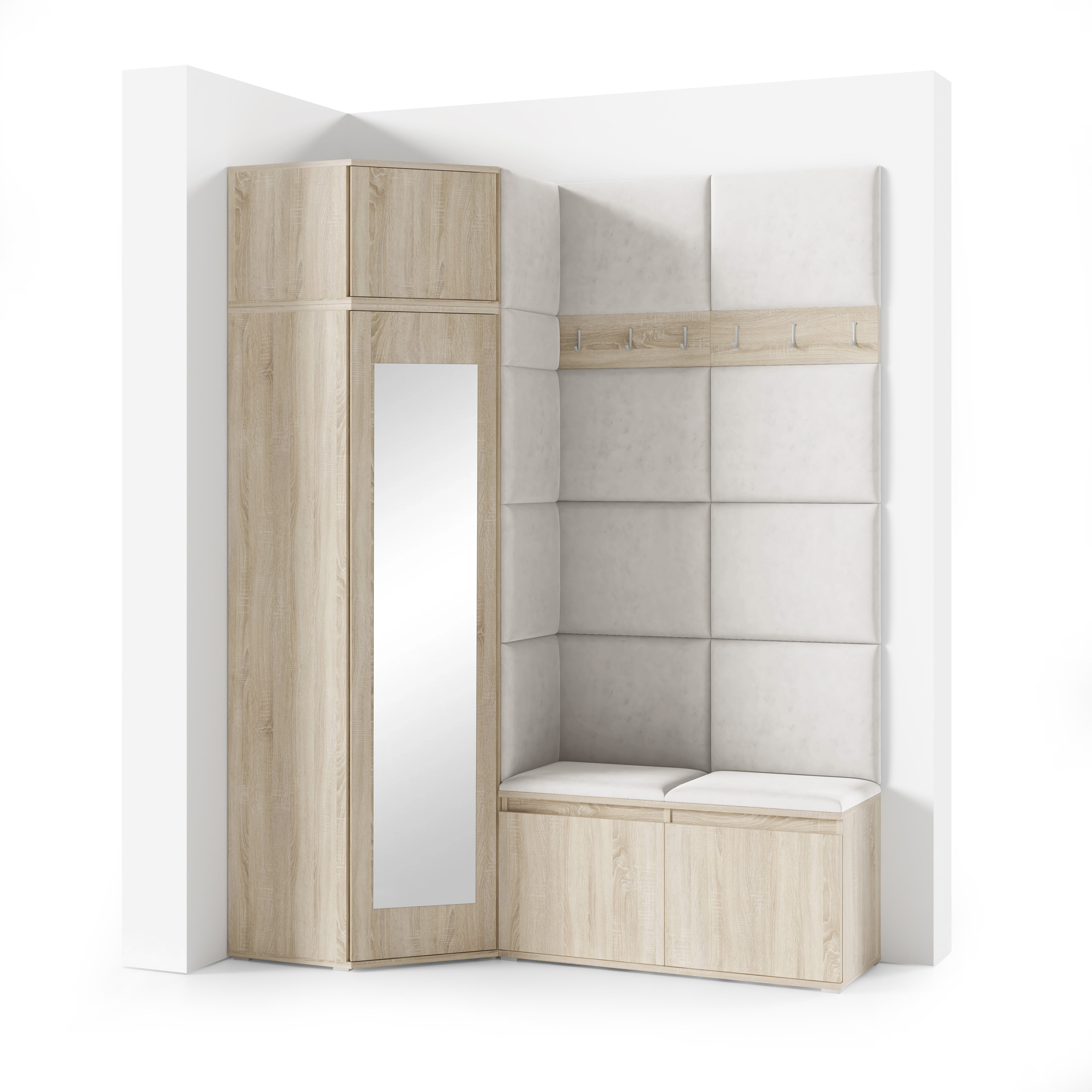 PK Emi 37 Hallway Wardrobe Sonoma Oak- Upholstered Panels in Various Colours