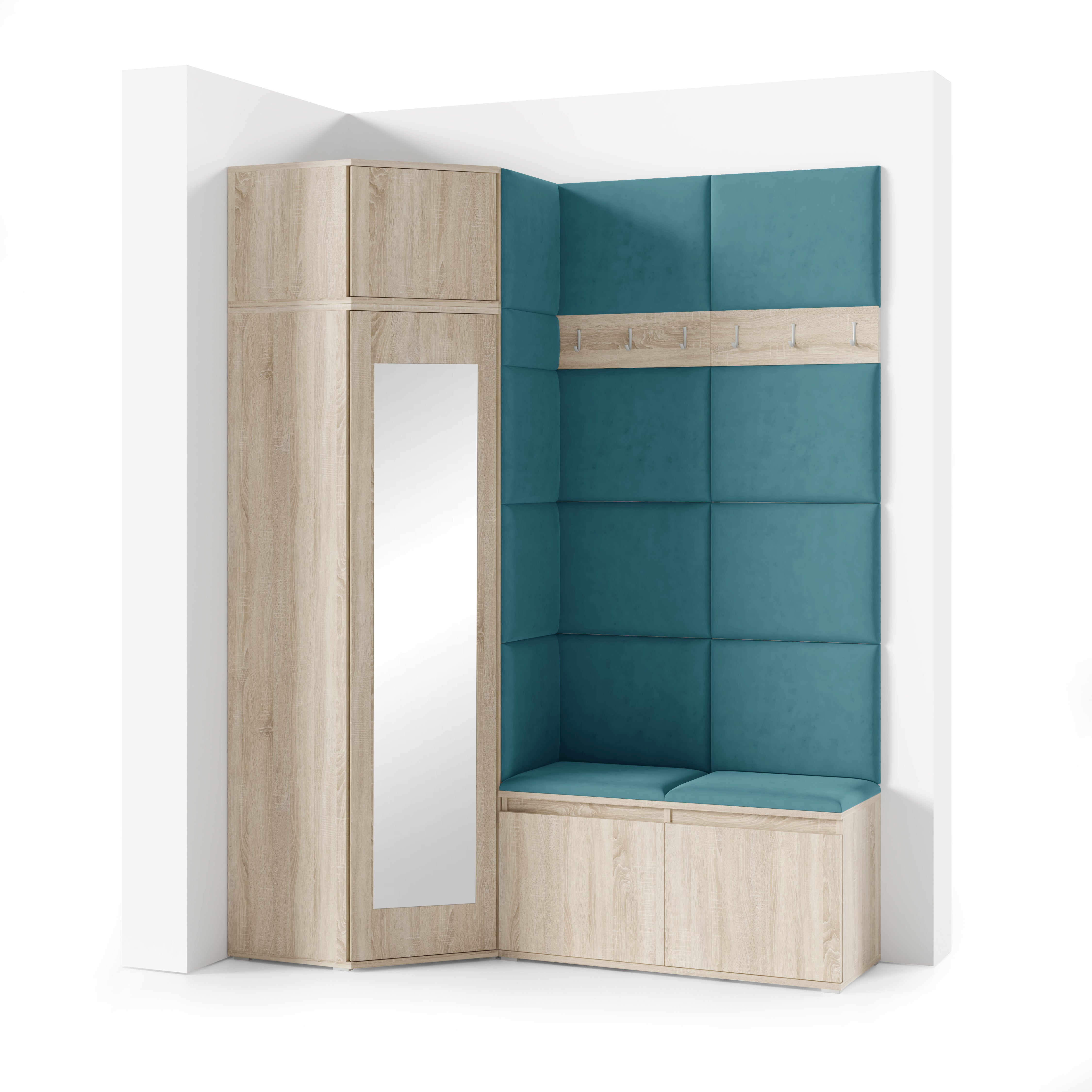 PK Emi 37 Hallway Wardrobe Sonoma Oak- Upholstered Panels in Various Colours