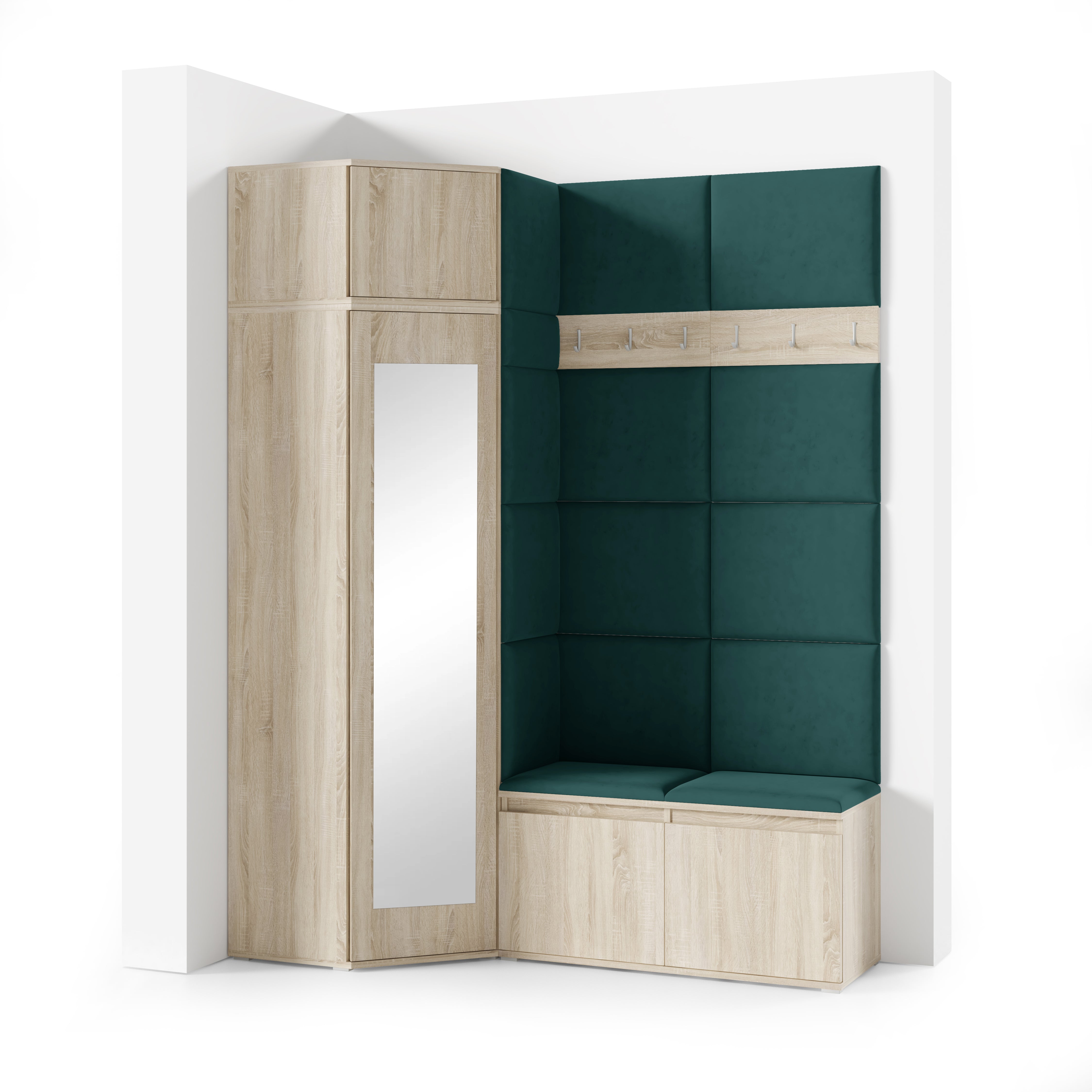 PK Emi 37 Hallway Wardrobe Sonoma Oak- Upholstered Panels in Various Colours