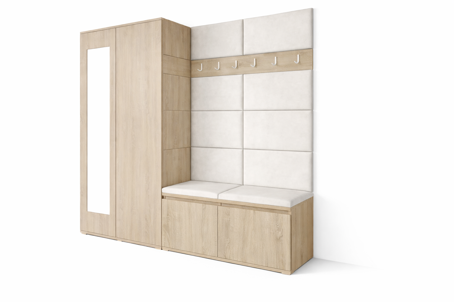 PK Emi 8 Hallway Wardrobe Sonoma - Upholstered Panels in Various Colours