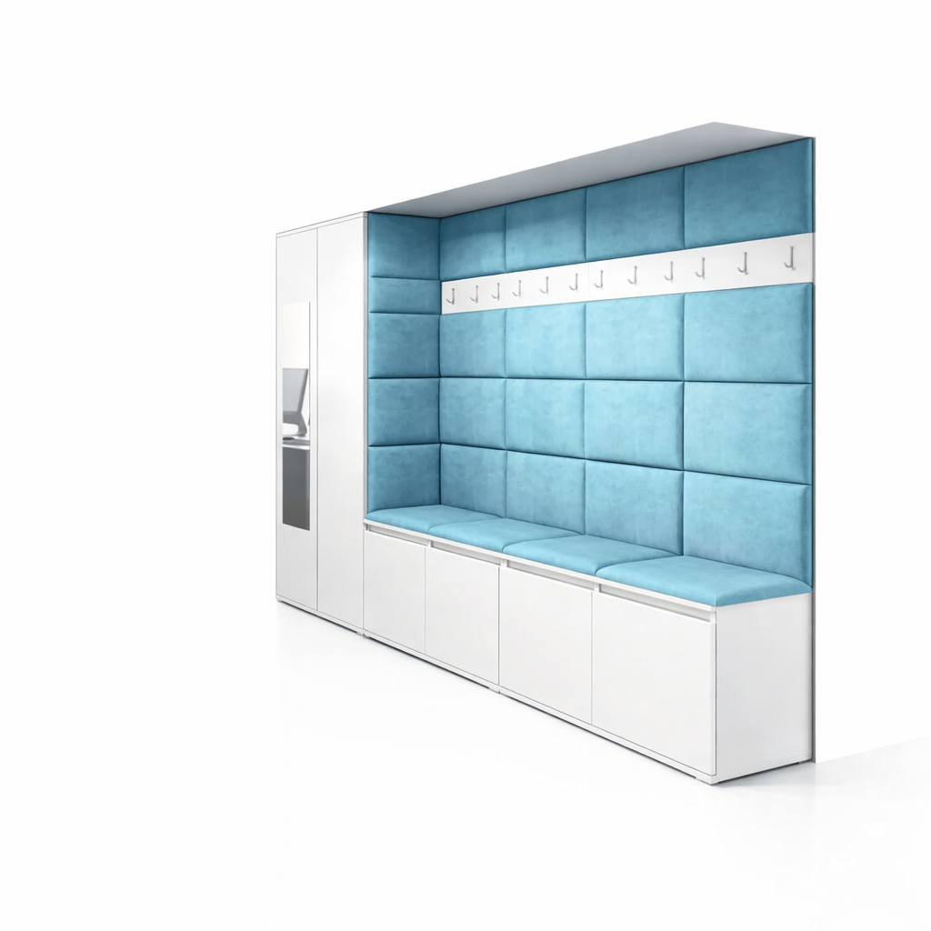 PK Emi 9 Hallway Wardrobe White - Upholstered Panels in Various Colours