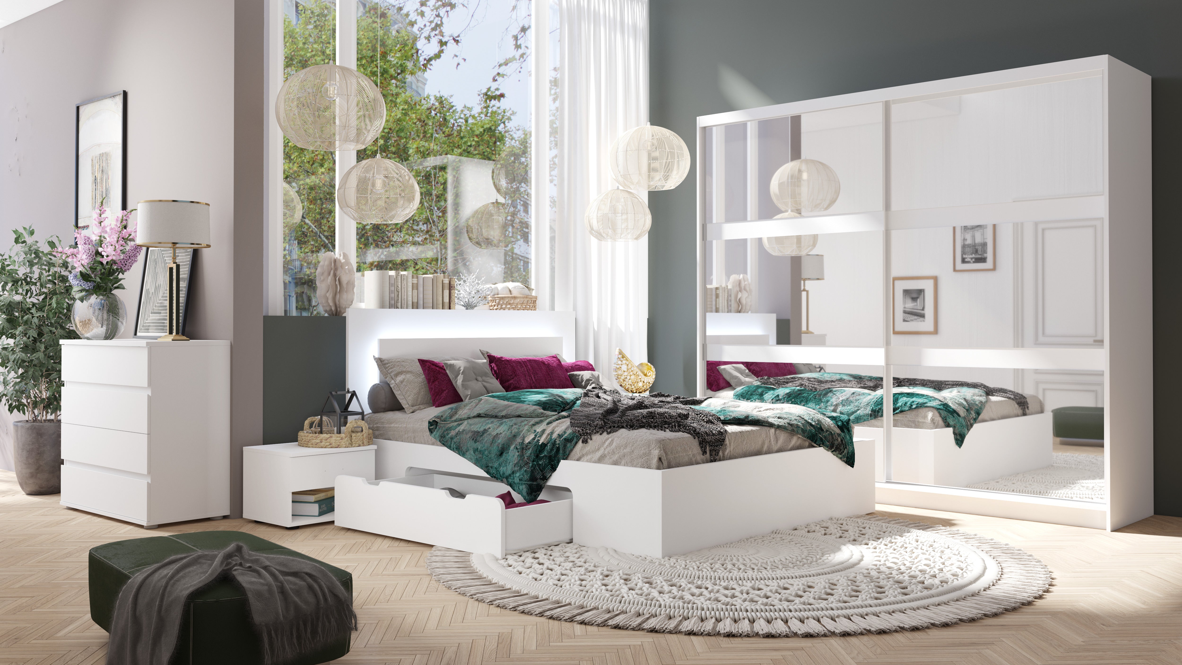 MO Fino White Bedroom Set