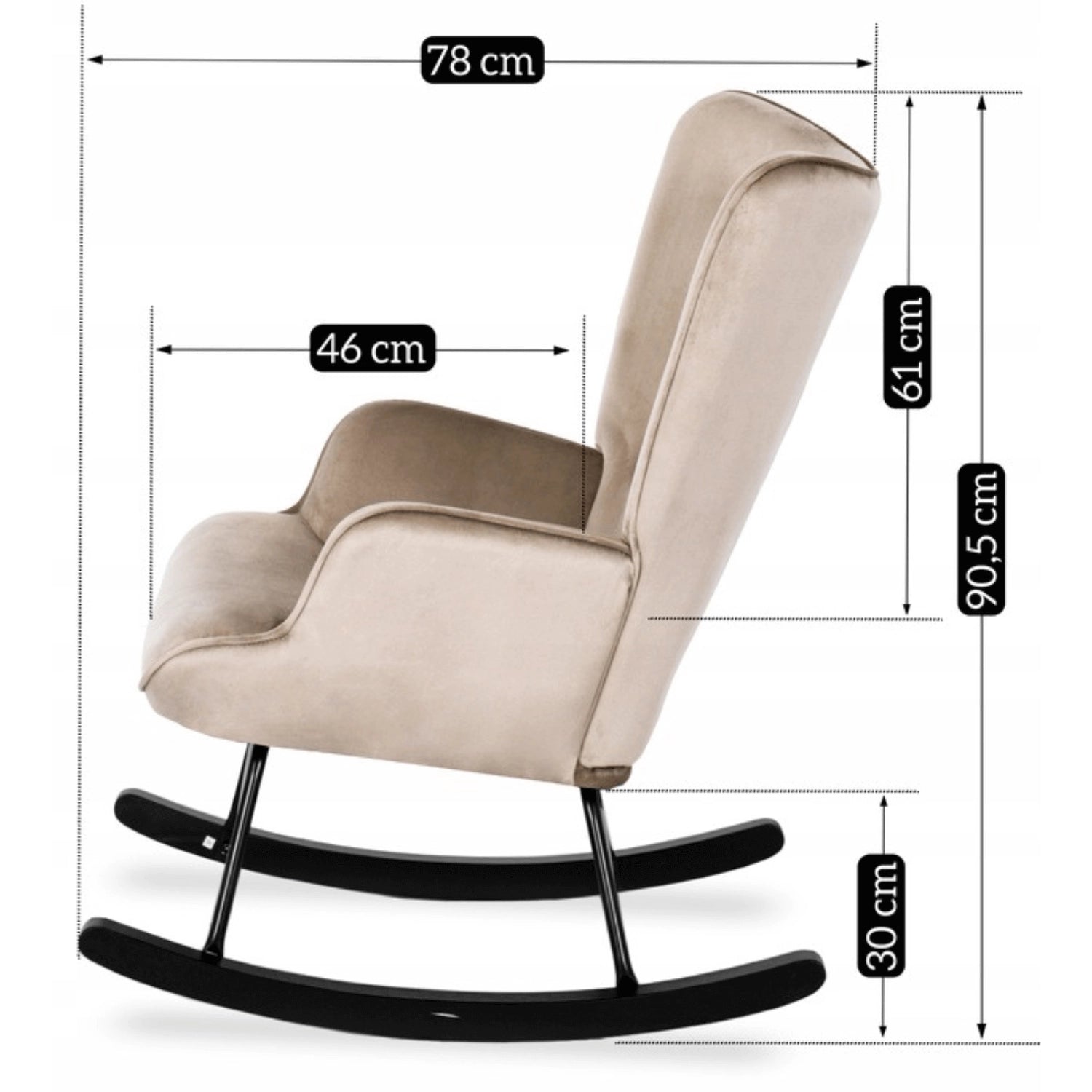Elite ELIS Beige Velvet Rocking Chair