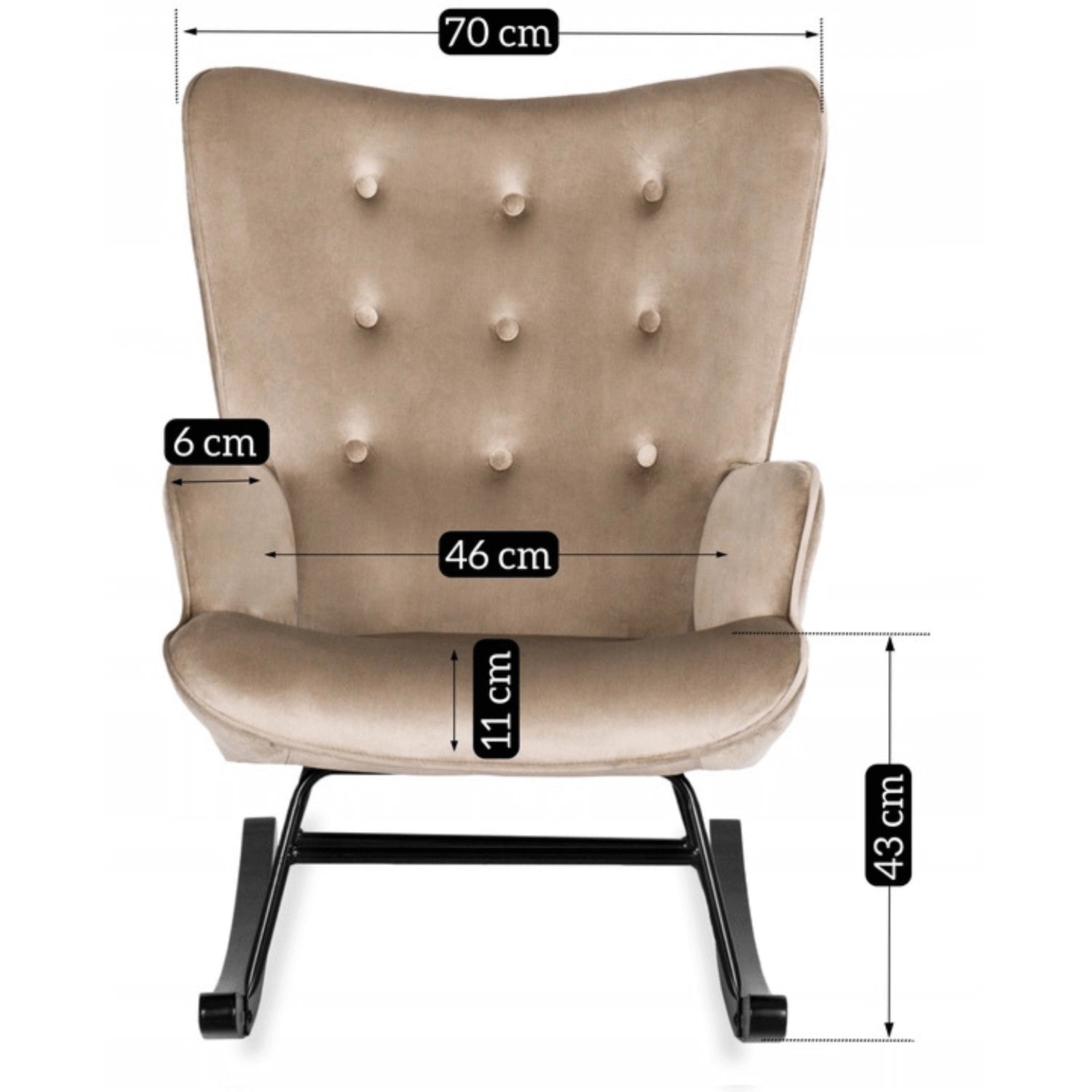 Elite ELIS Beige Velvet Rocking Chair