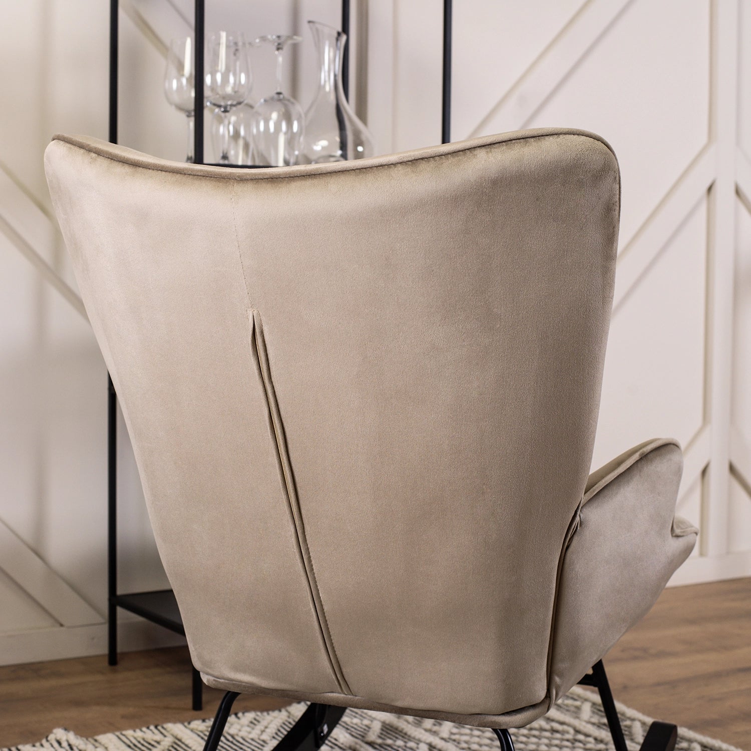 Elite ELIS Beige Velvet Rocking Chair