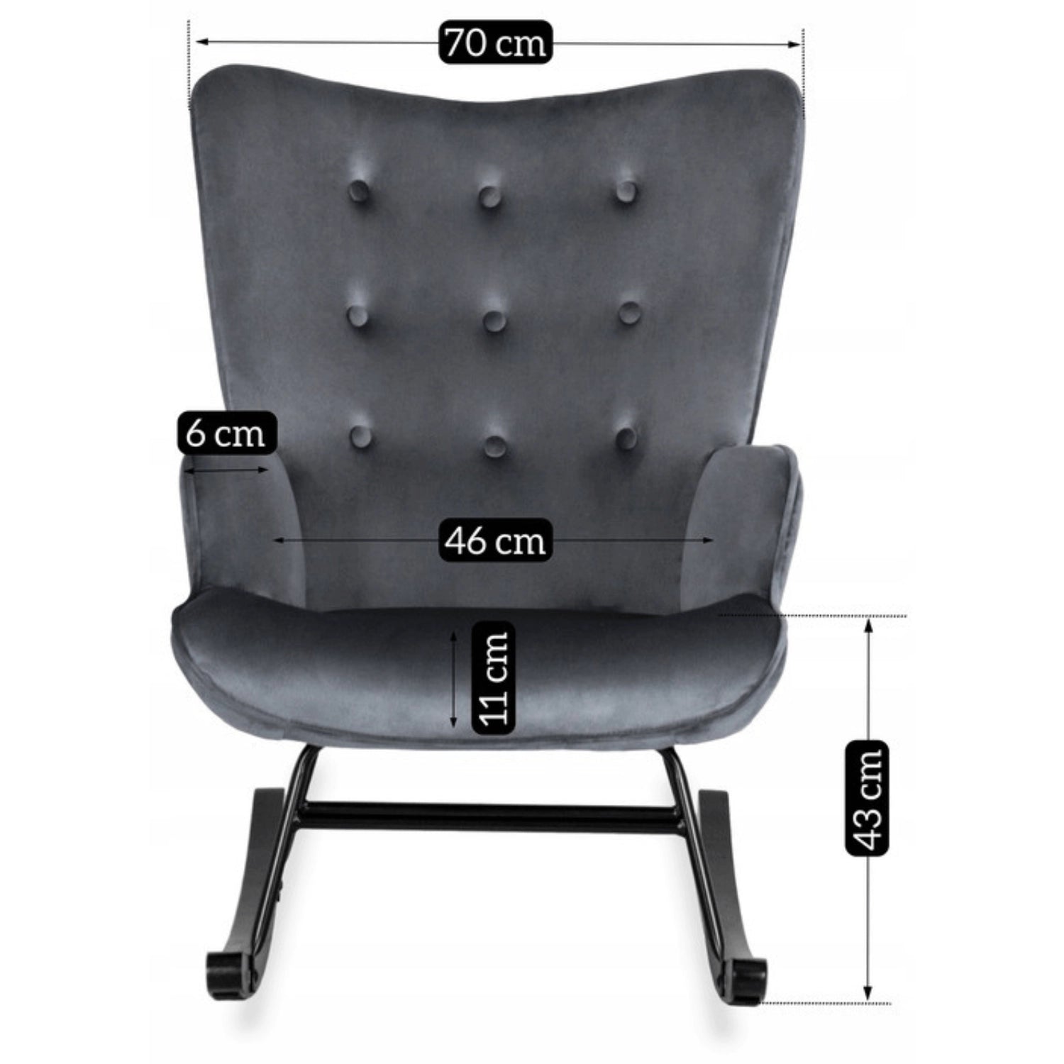 Elite ELIS Grey Velvet Rocking Chair