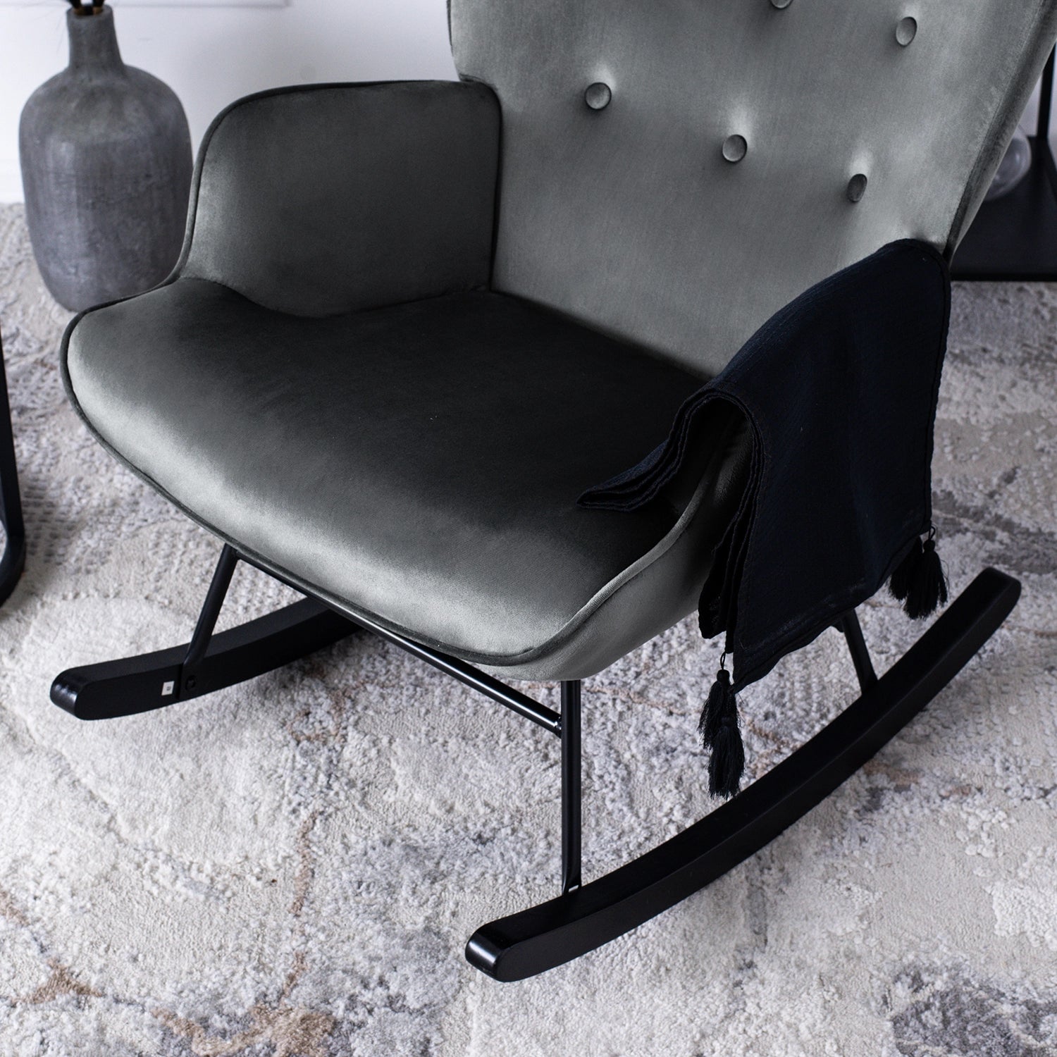 Elite ELIS Grey Velvet Rocking Chair
