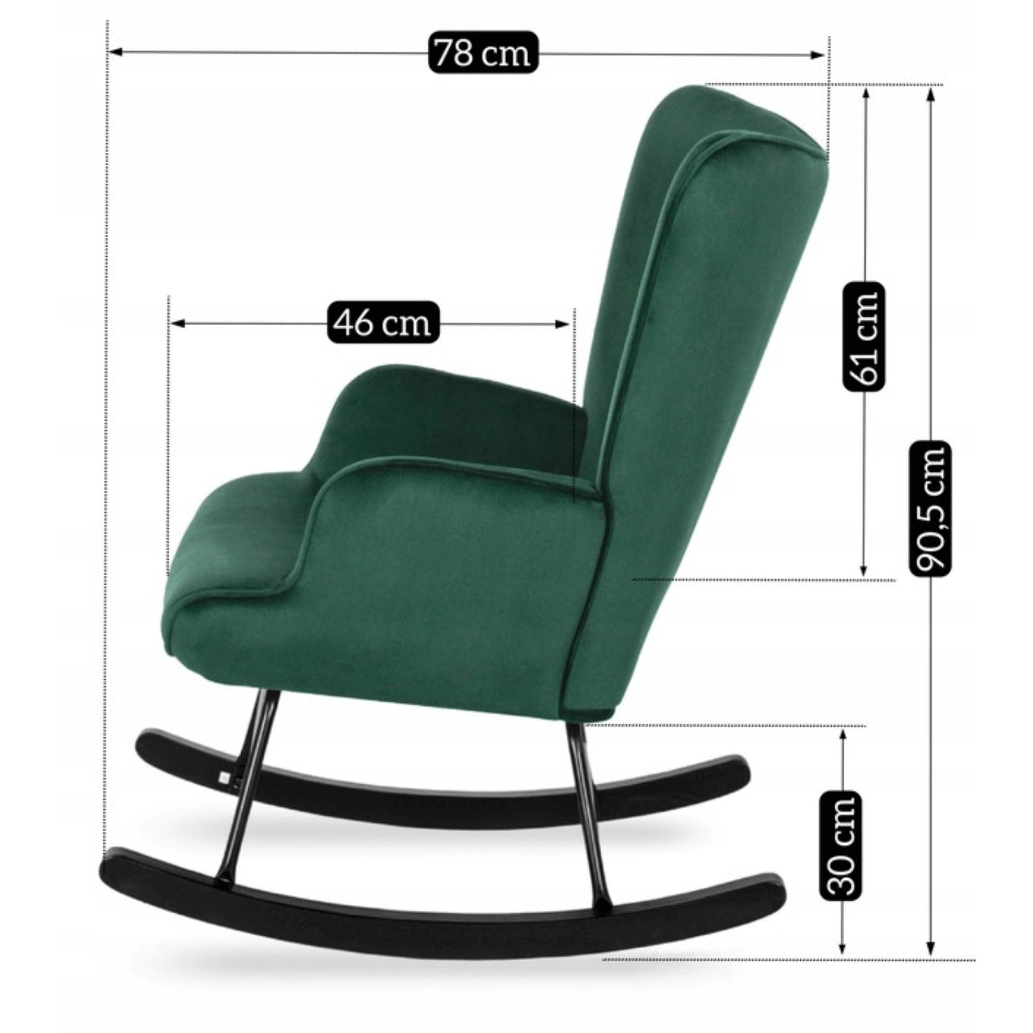 Elite ELIS Green Velvet Rocking Chair