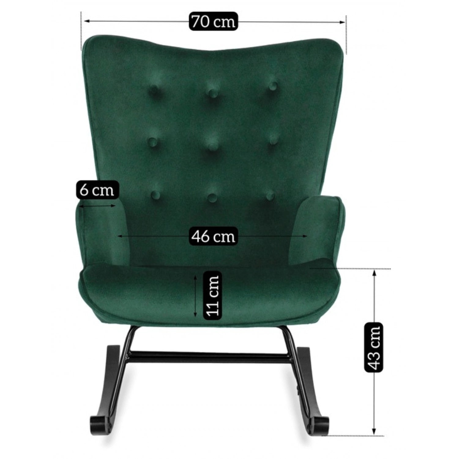 Elite ELIS Green Velvet Rocking Chair
