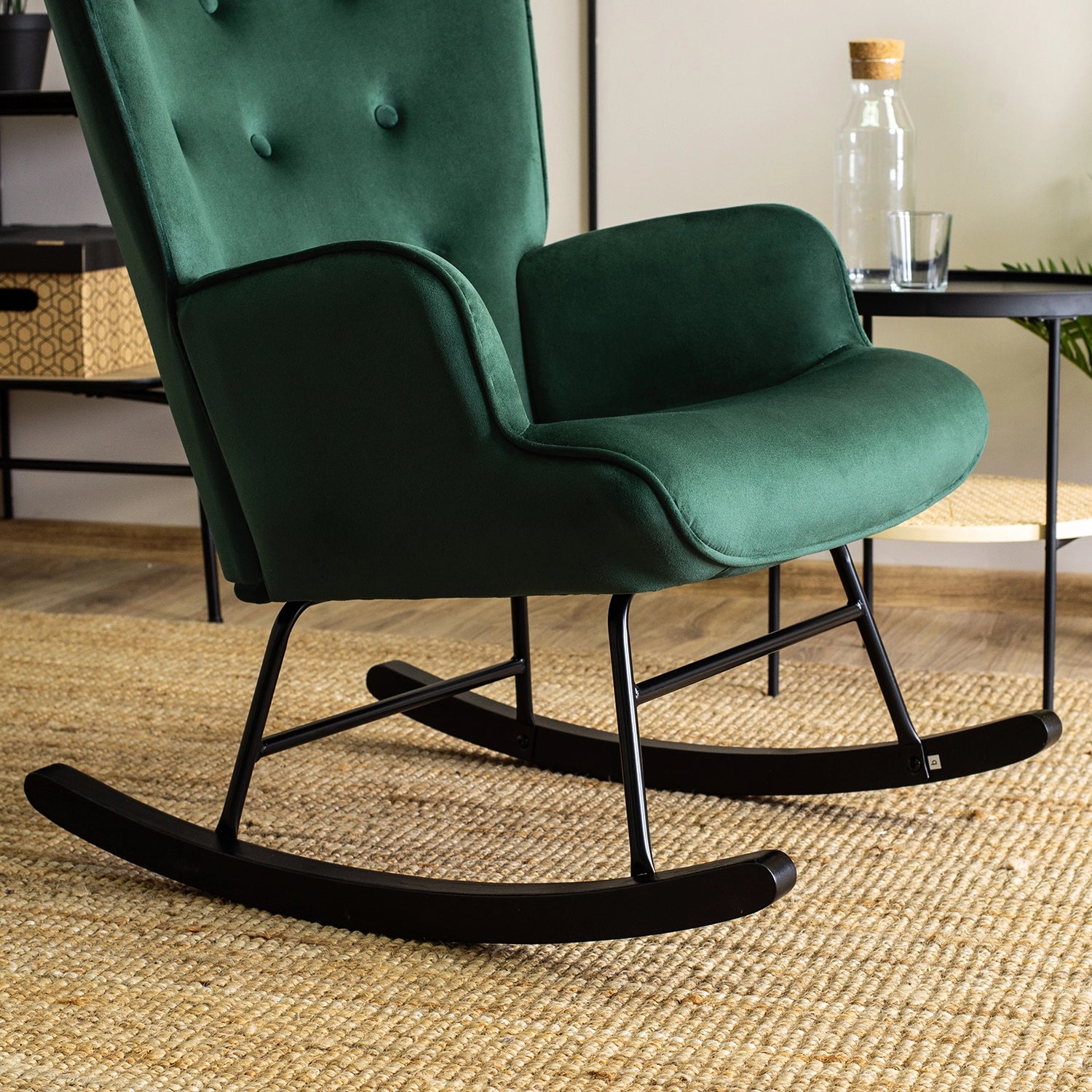 Elite ELIS Green Velvet Rocking Chair