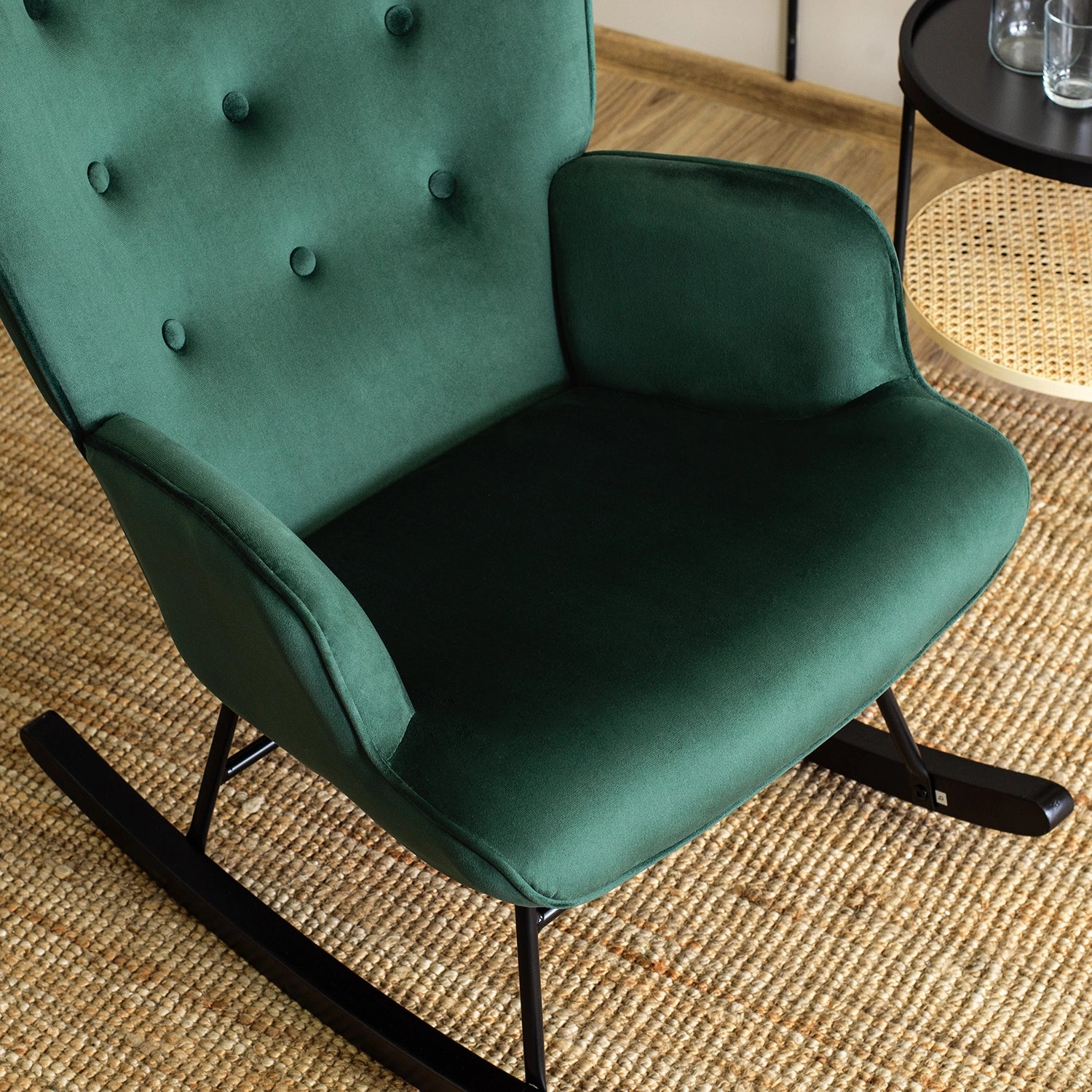 Elite ELIS Green Velvet Rocking Chair