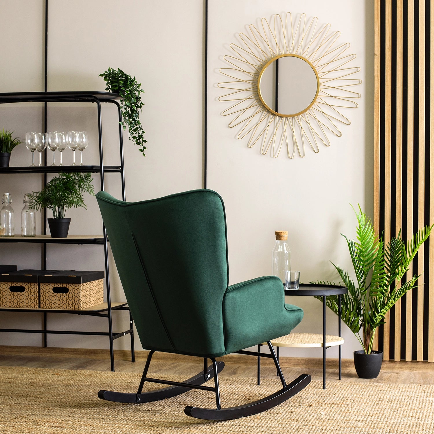 Elite ELIS Green Velvet Rocking Chair