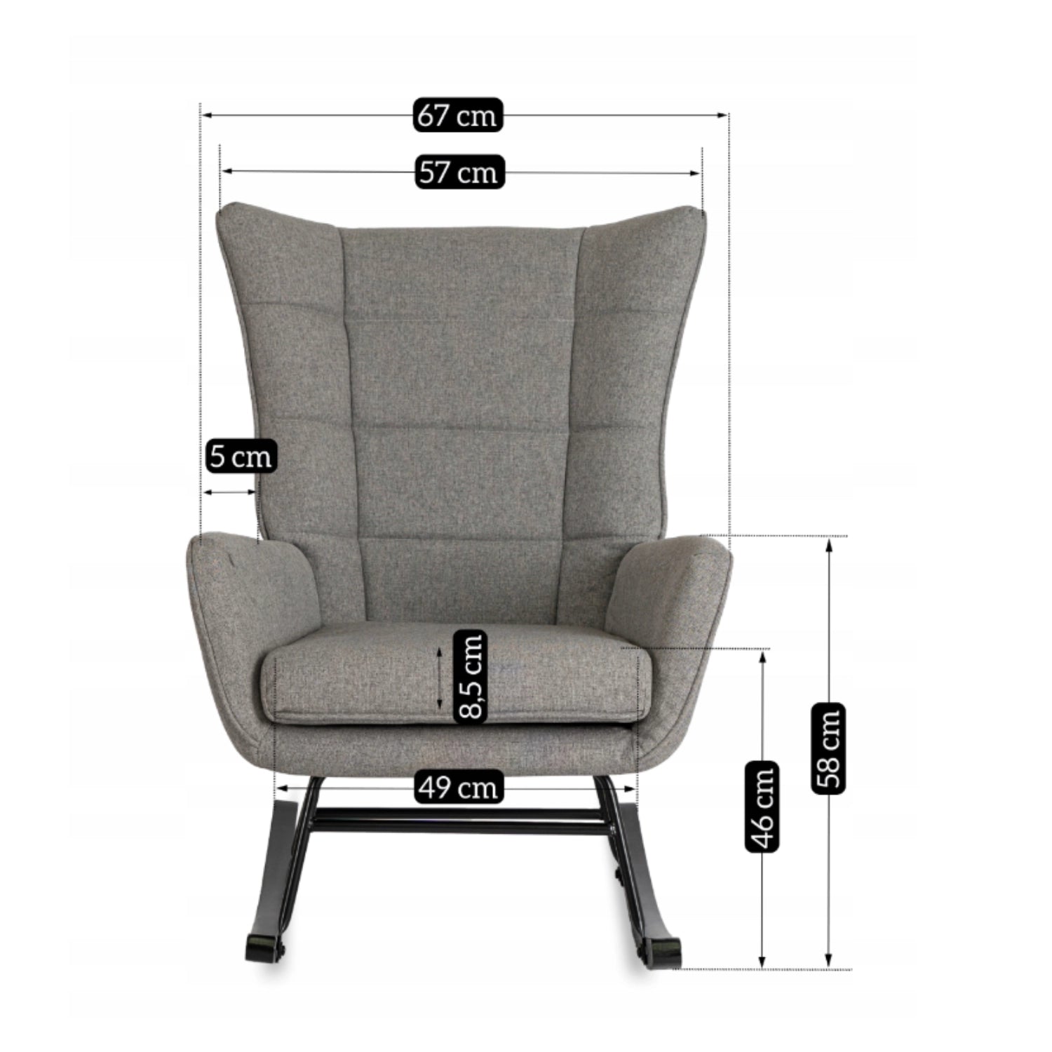 Elite JACKSON Grey Fabric Rocking Chair
