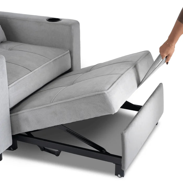 Elite SOLOR  SOLOR Sleeping Armchair, Fold-Out American Style, Gray Corduroy, Modern Design