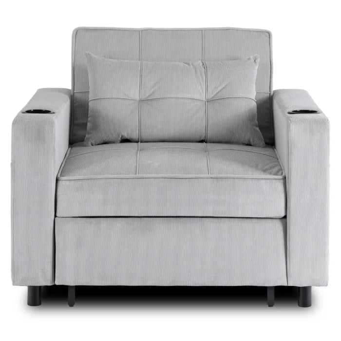 Elite SOLOR  SOLOR Sleeping Armchair, Fold-Out American Style, Gray Corduroy, Modern Design