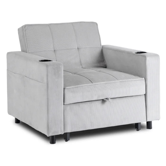 Elite SOLOR  SOLOR Sleeping Armchair, Fold-Out American Style, Gray Corduroy, Modern Design