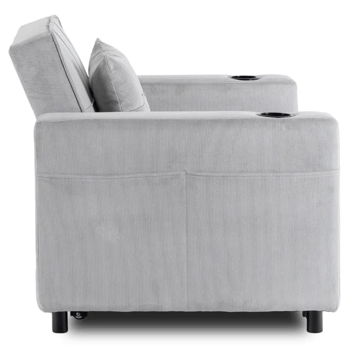 Elite SOLOR  SOLOR Sleeping Armchair, Fold-Out American Style, Gray Corduroy, Modern Design