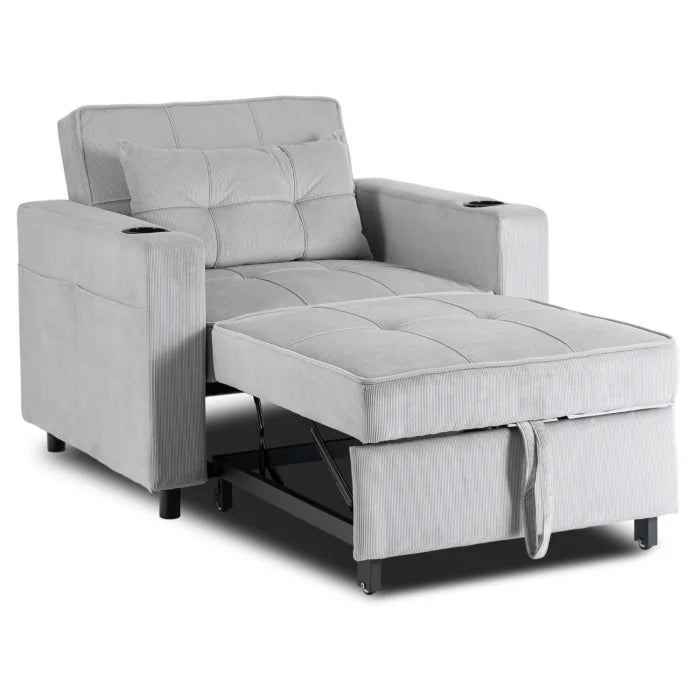 Elite SOLOR  SOLOR Sleeping Armchair, Fold-Out American Style, Gray Corduroy, Modern Design