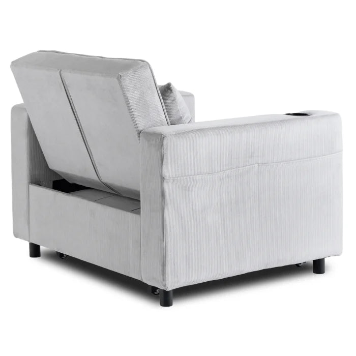 Elite SOLOR  SOLOR Sleeping Armchair, Fold-Out American Style, Gray Corduroy, Modern Design