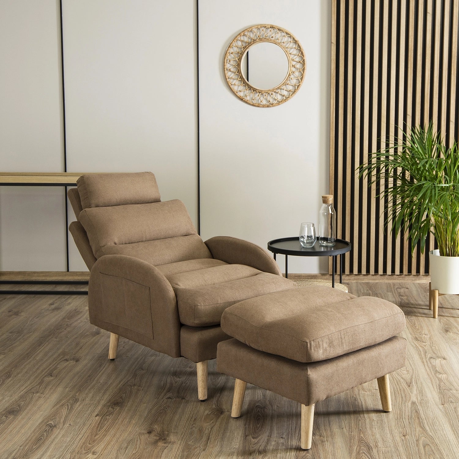 Elite HENRY Brown Recliner Armchair with Footrest