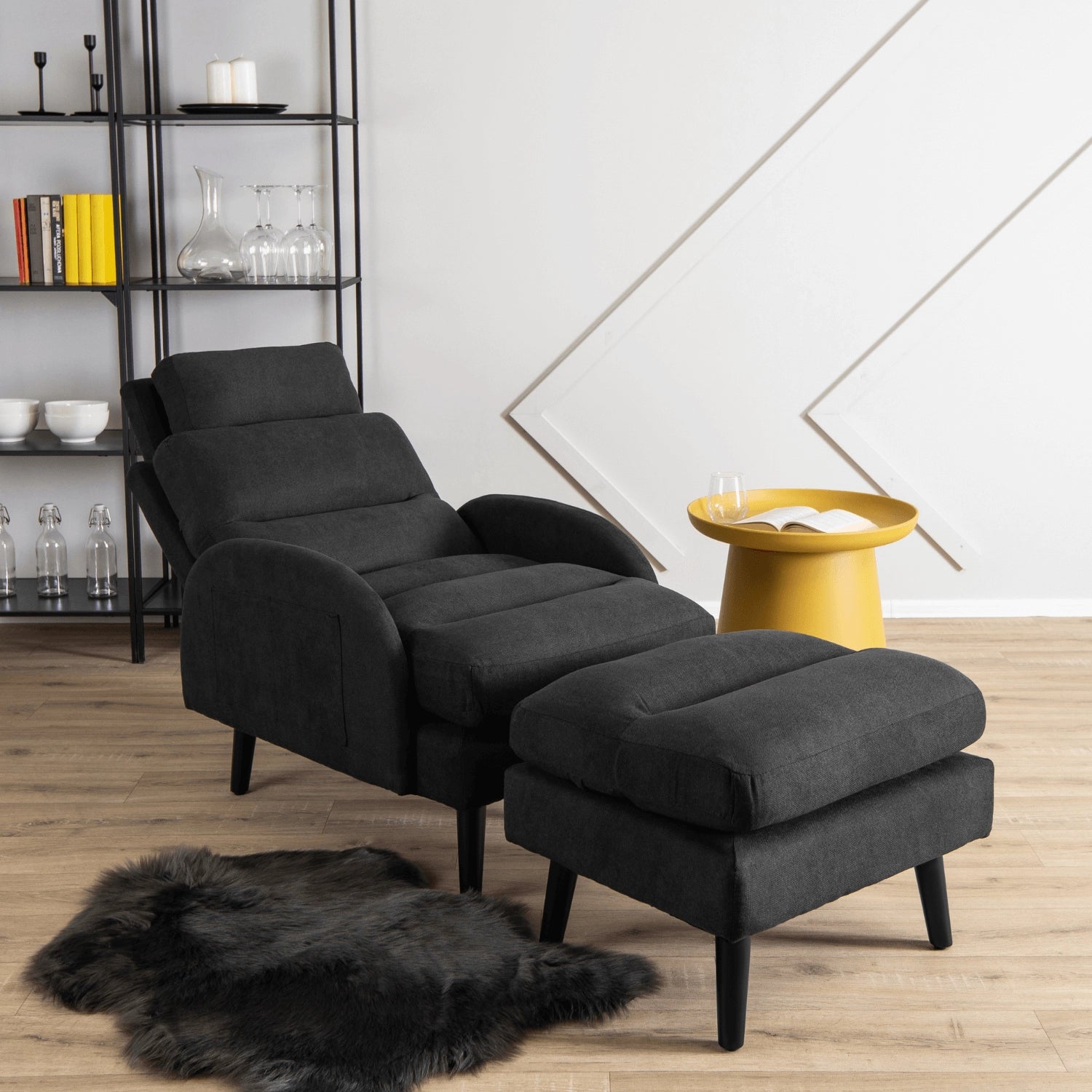 Elite HENRY Black Recliner Armchair with Footrest