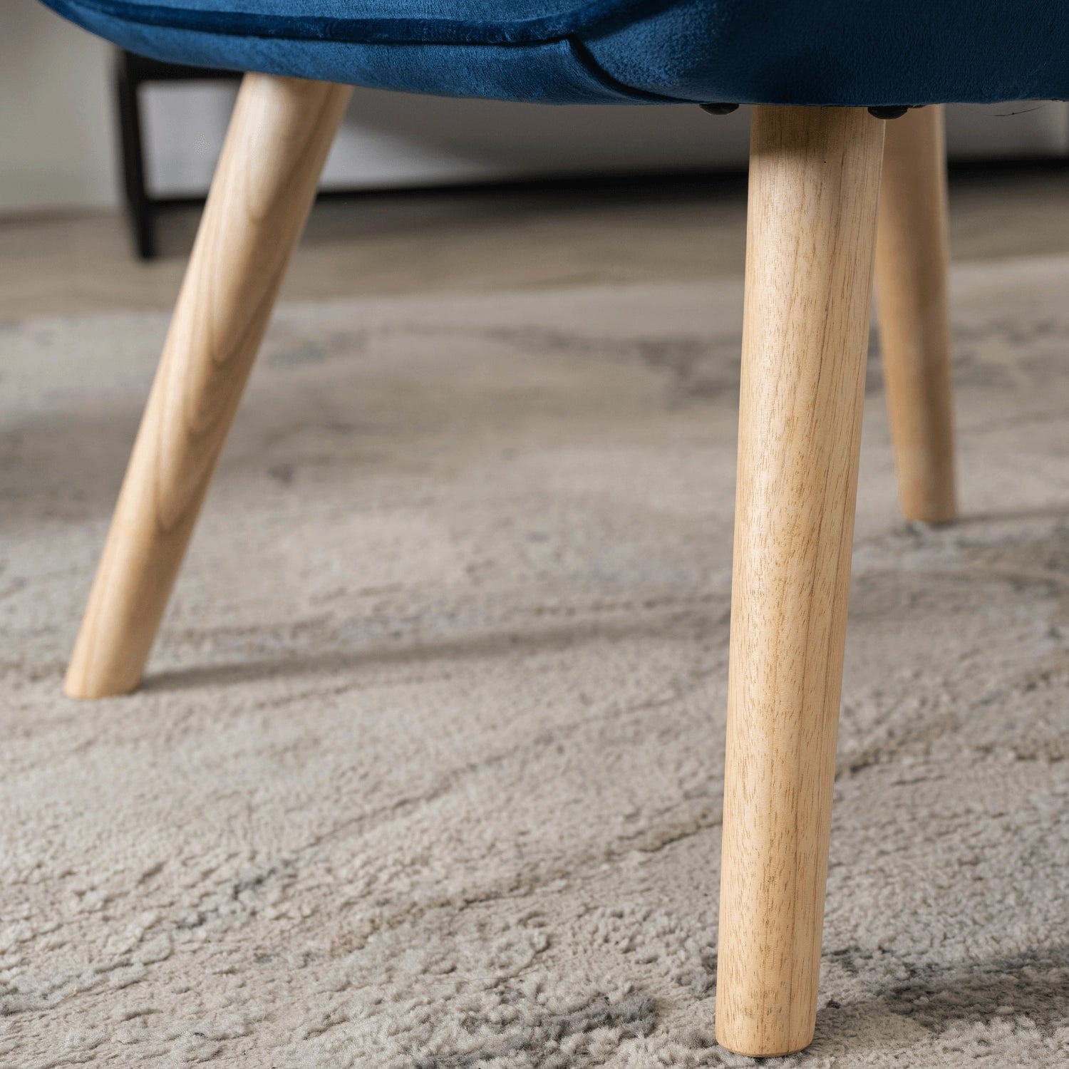 Elite LOZANO Navy Blue Velvet Armchair with Footstool