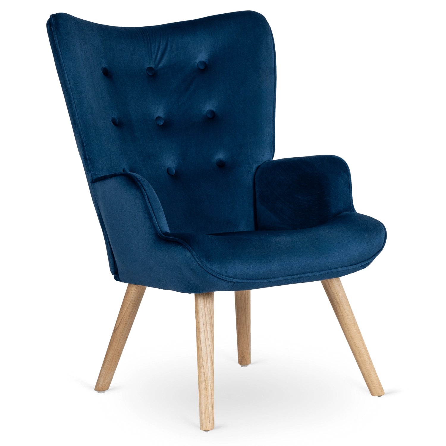 Elite LOZANO Navy Blue Velvet Armchair with Footstool