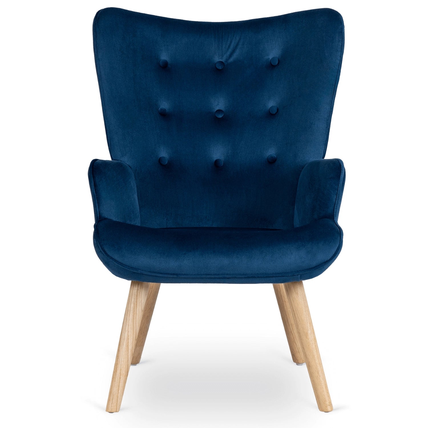 Elite LOZANO Navy Blue Velvet Armchair with Footstool