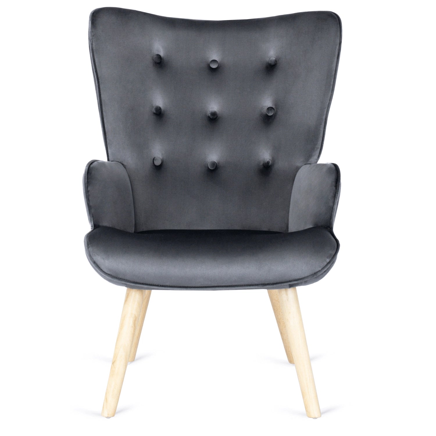 Elite LOZANO Grey Velvet Armchair with Footstool
