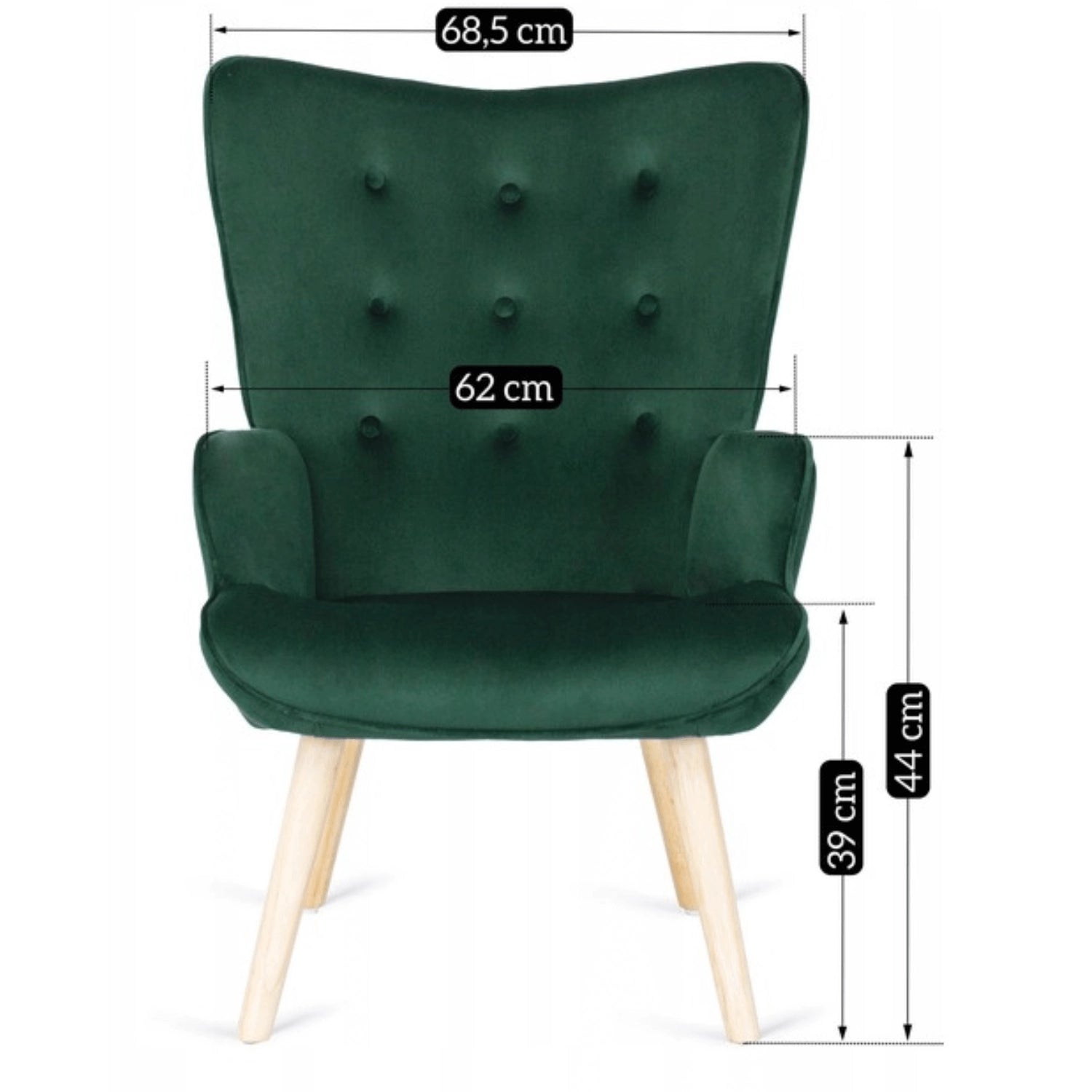 Elite LOZANO Green Velvet Armchair with Footstool