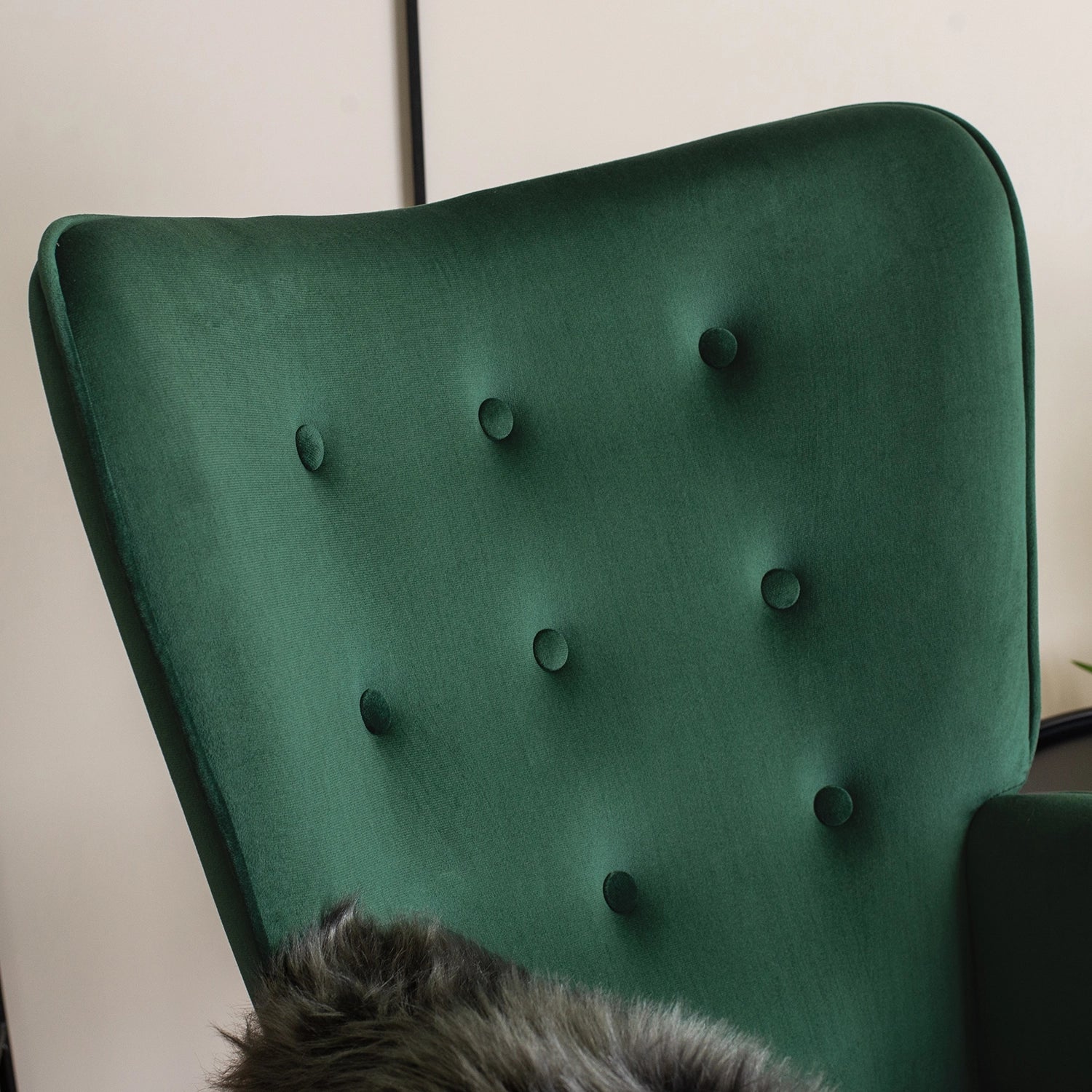Elite LOZANO Green Velvet Armchair with Footstool
