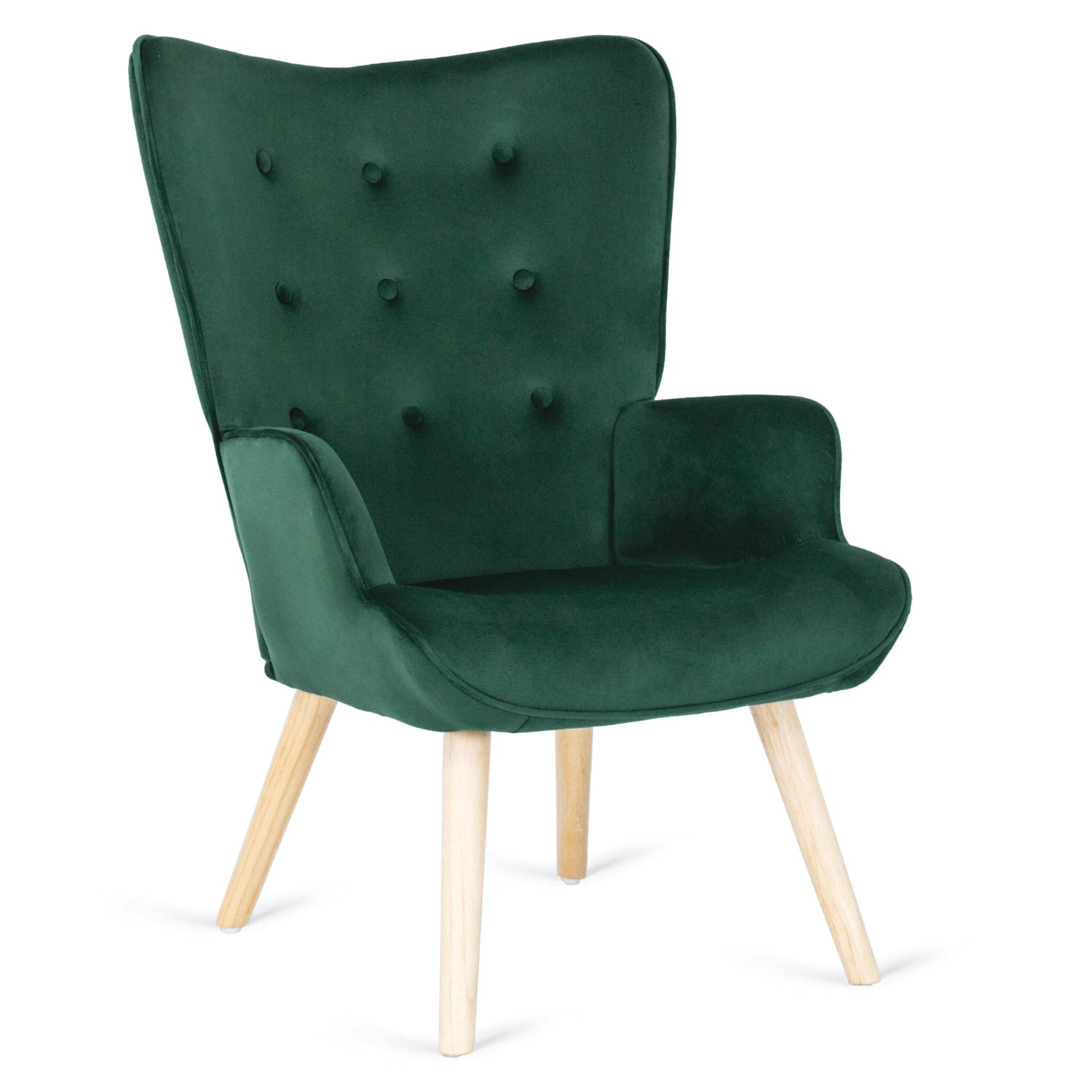 Elite LOZANO Green Velvet Armchair with Footstool