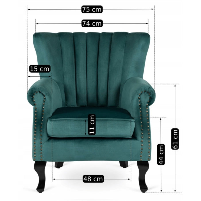 Elite MALLO Green Velvet Armchair