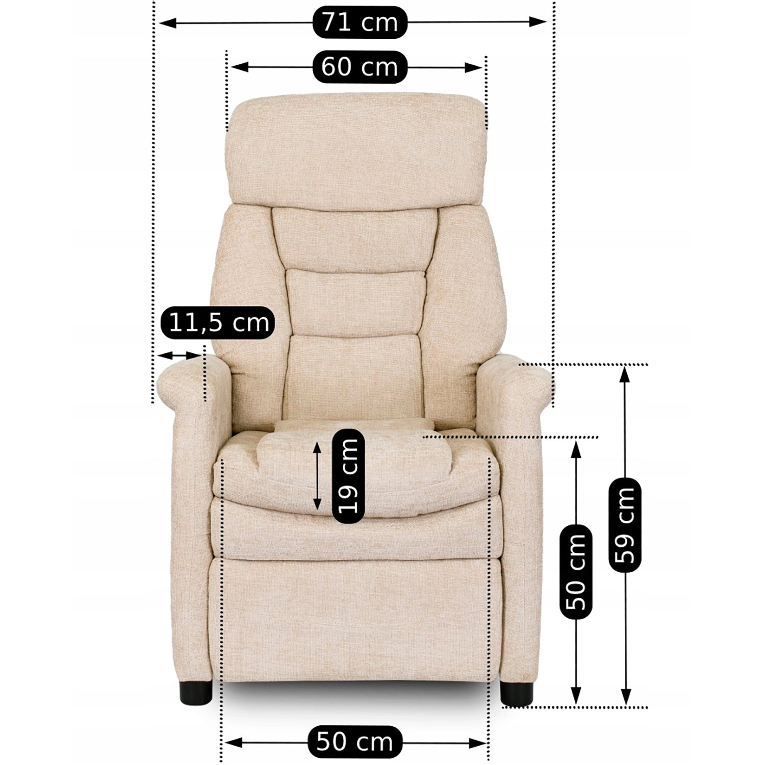 Elite NORDI Beige Recliner Armchair
