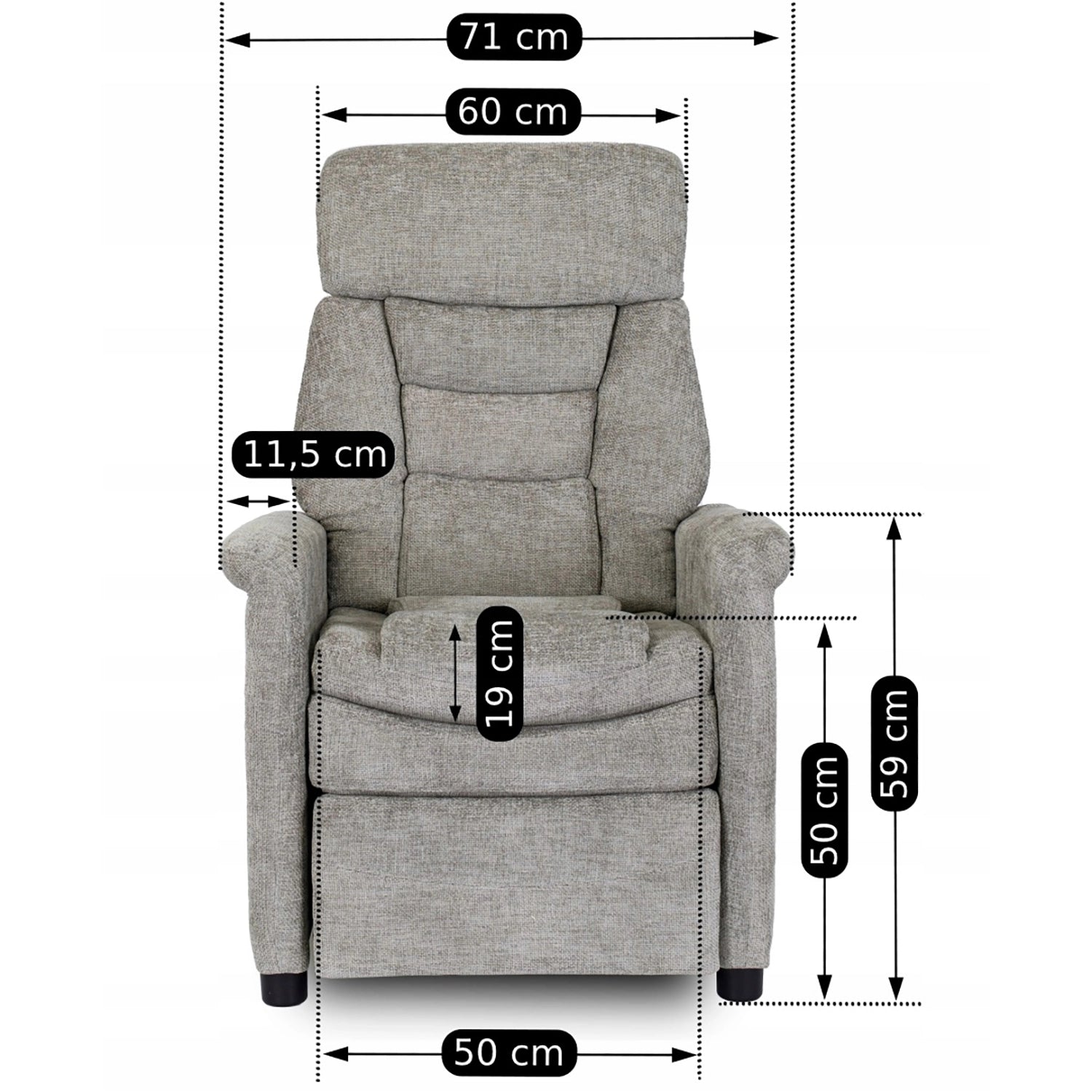 Elite NORDI Recliner Armchair – Grey