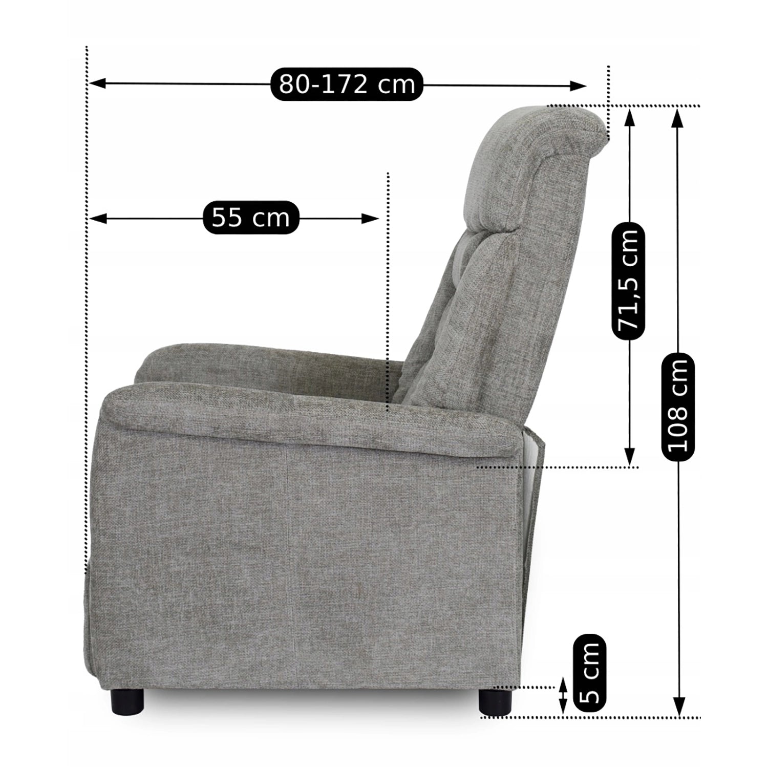 Elite NORDI Recliner Armchair – Grey