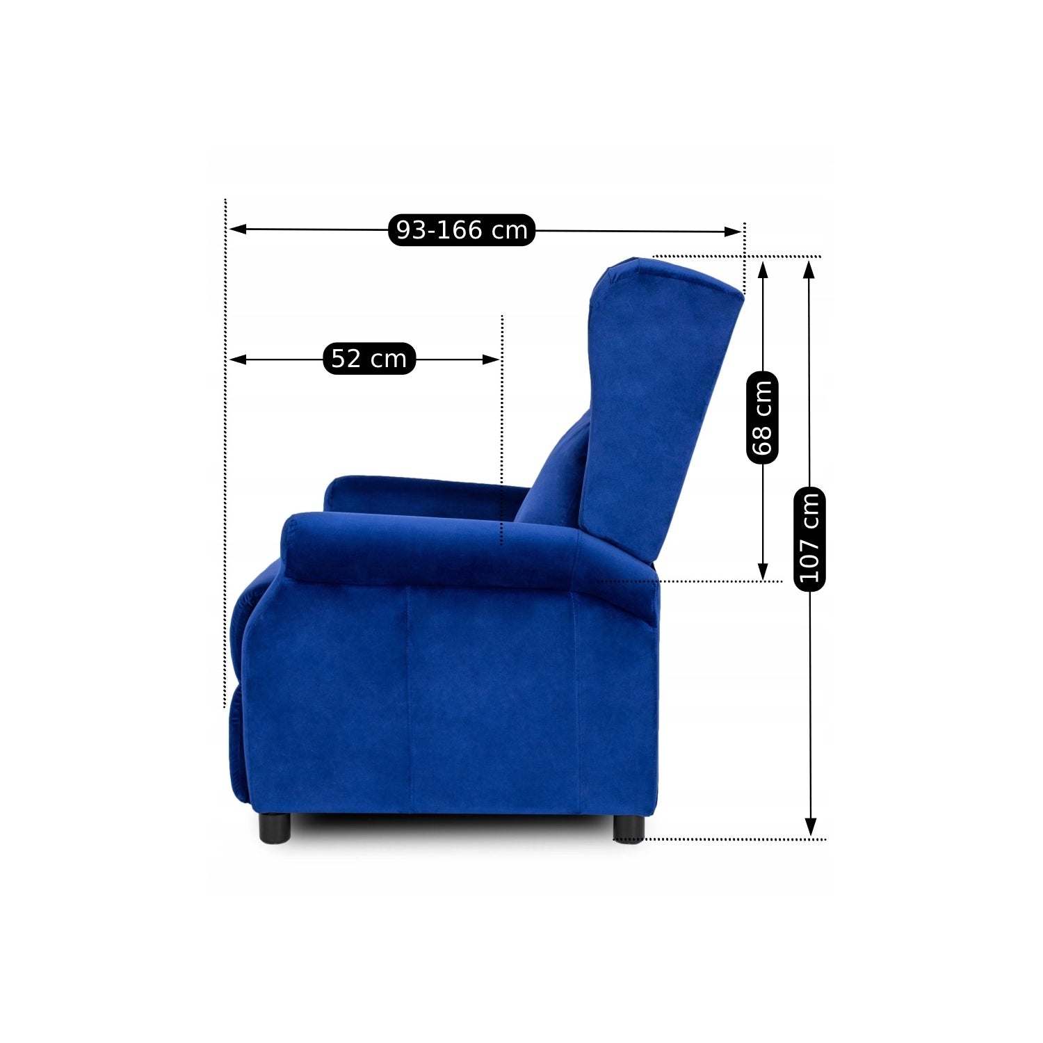 Elite SIMON Navy Blue Velvet Recliner