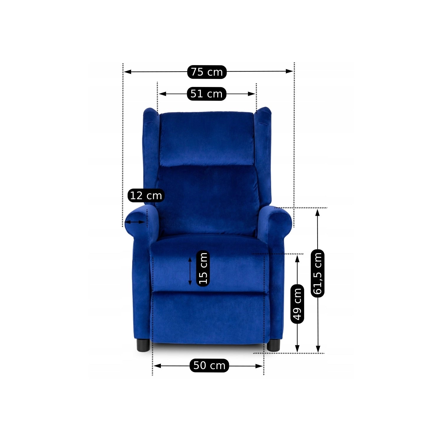 Elite SIMON Navy Blue Velvet Recliner
