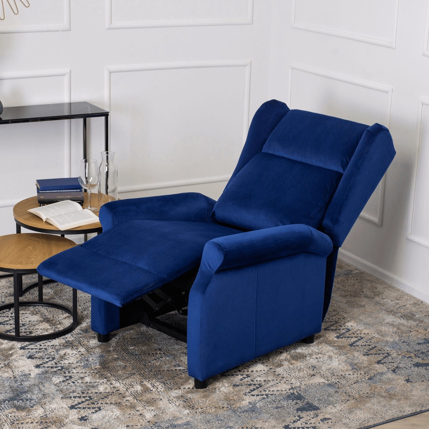 Elite SIMON Navy Blue Velvet Recliner