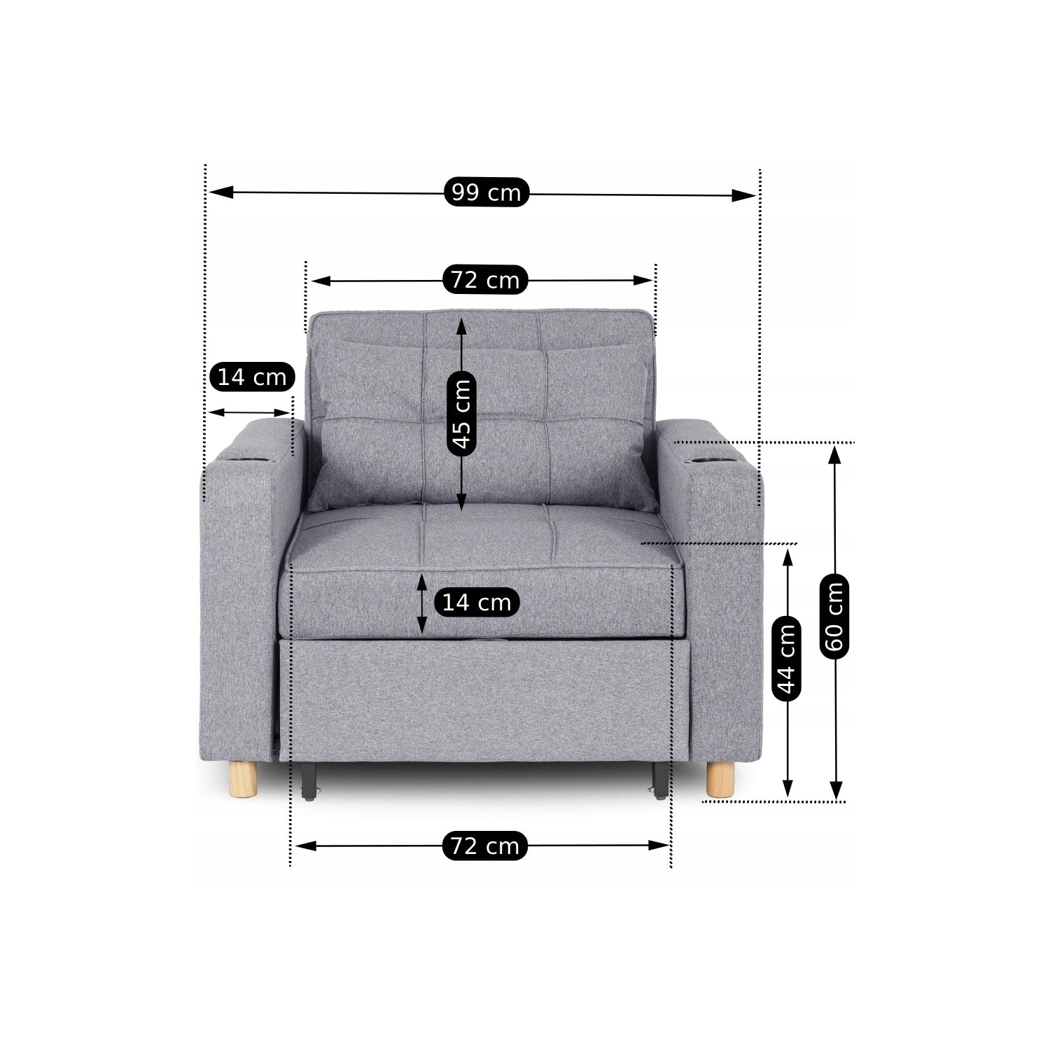 Elite SOLOR Grey Armchair Bed