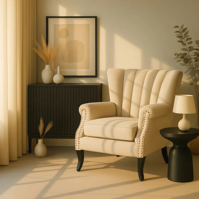 Elite MALLO Beige Velvet Armchair