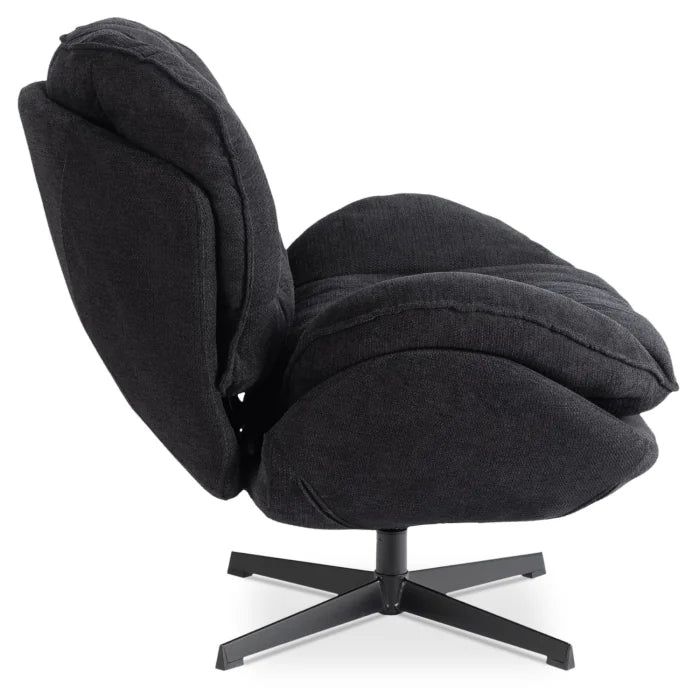 Elite Rosa Swivel Lounge Armchair- Black