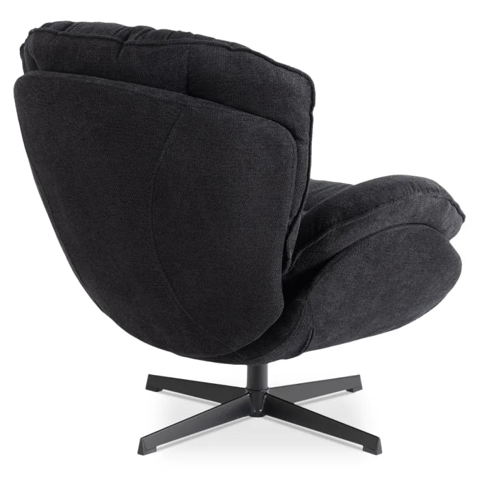 Elite Rosa Swivel Lounge Armchair- Black