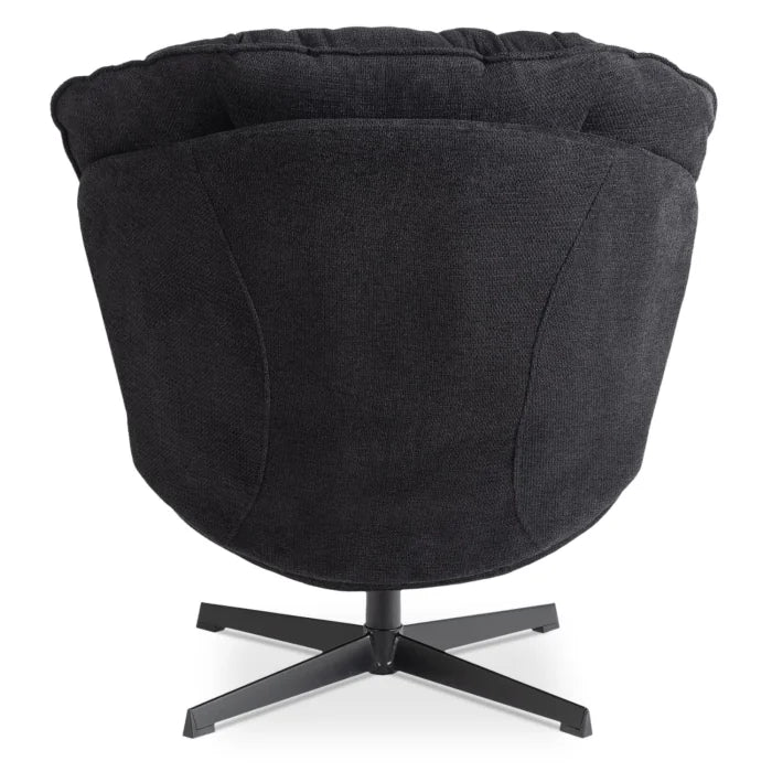 Elite Rosa Swivel Lounge Armchair- Black