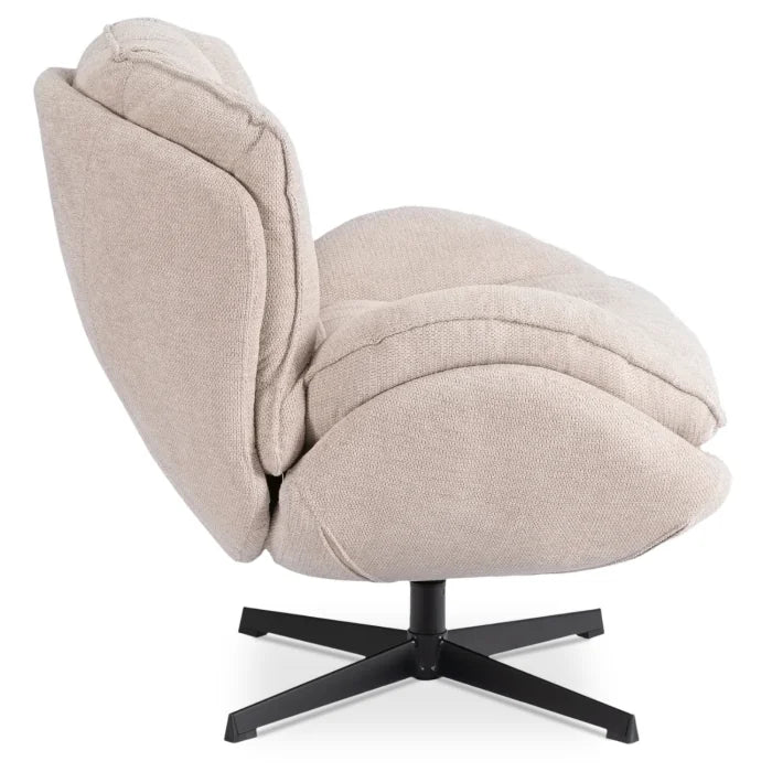 Elite Rosa Swivel Lounge Armchair- Cream