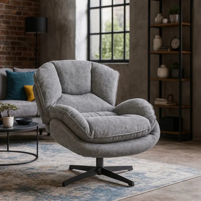 Elite Rosa Swivel Lounge Armchair- Grey