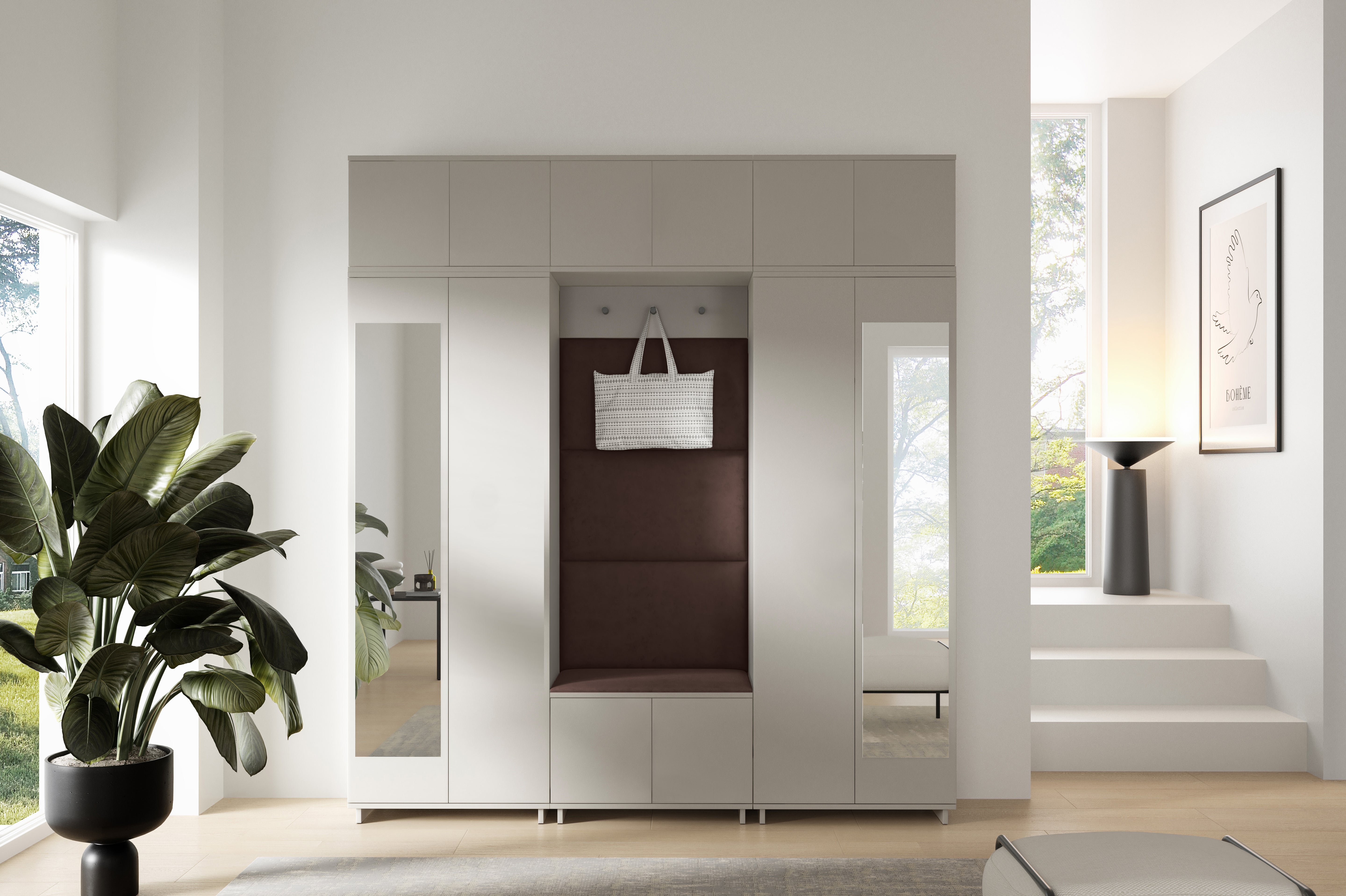 PK Bianco 2 Hallway Wardrobe Set - Dark Brown