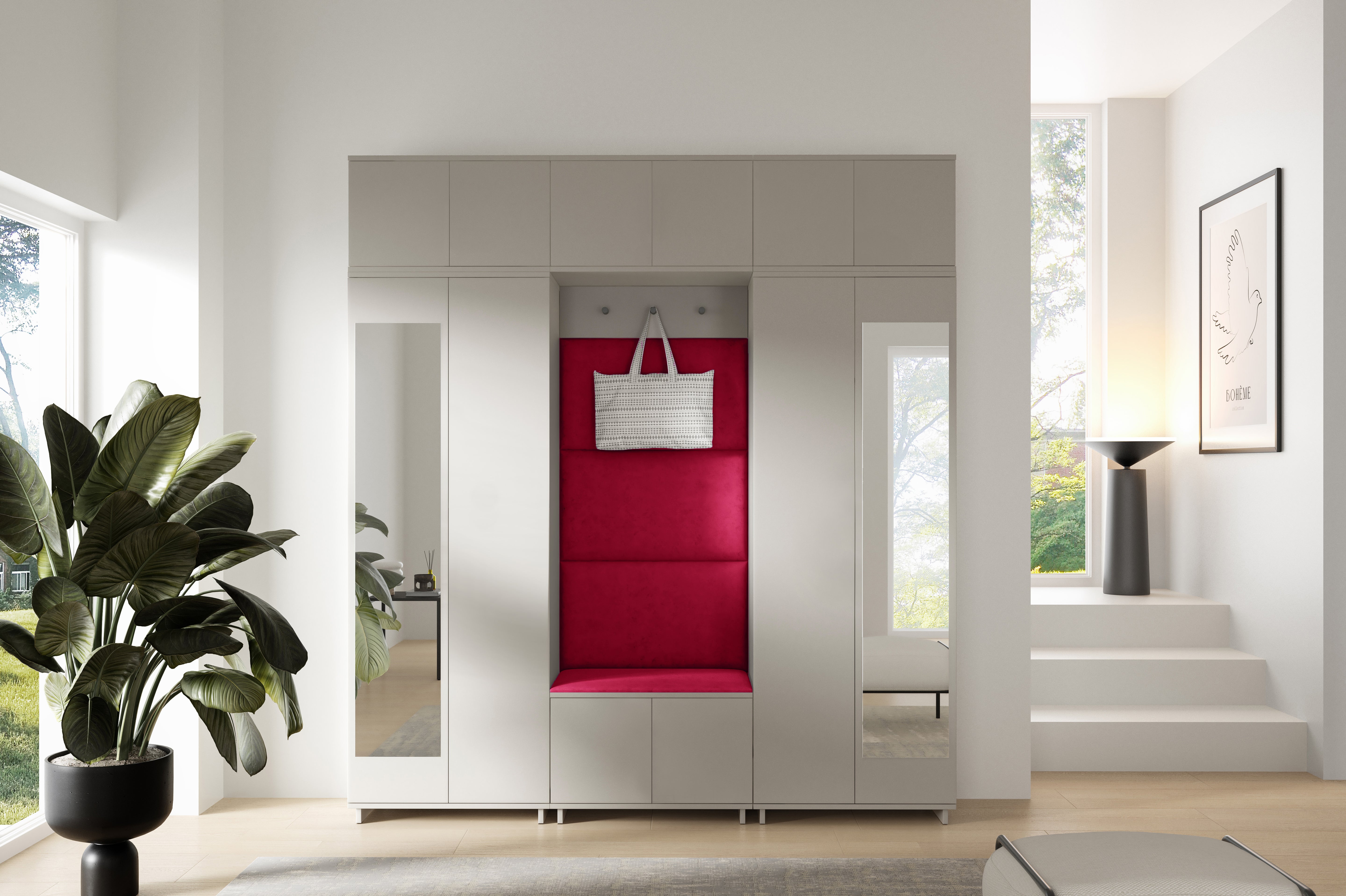 PK Bianco 2 Hallway Wardrobe Set - Ruby Red