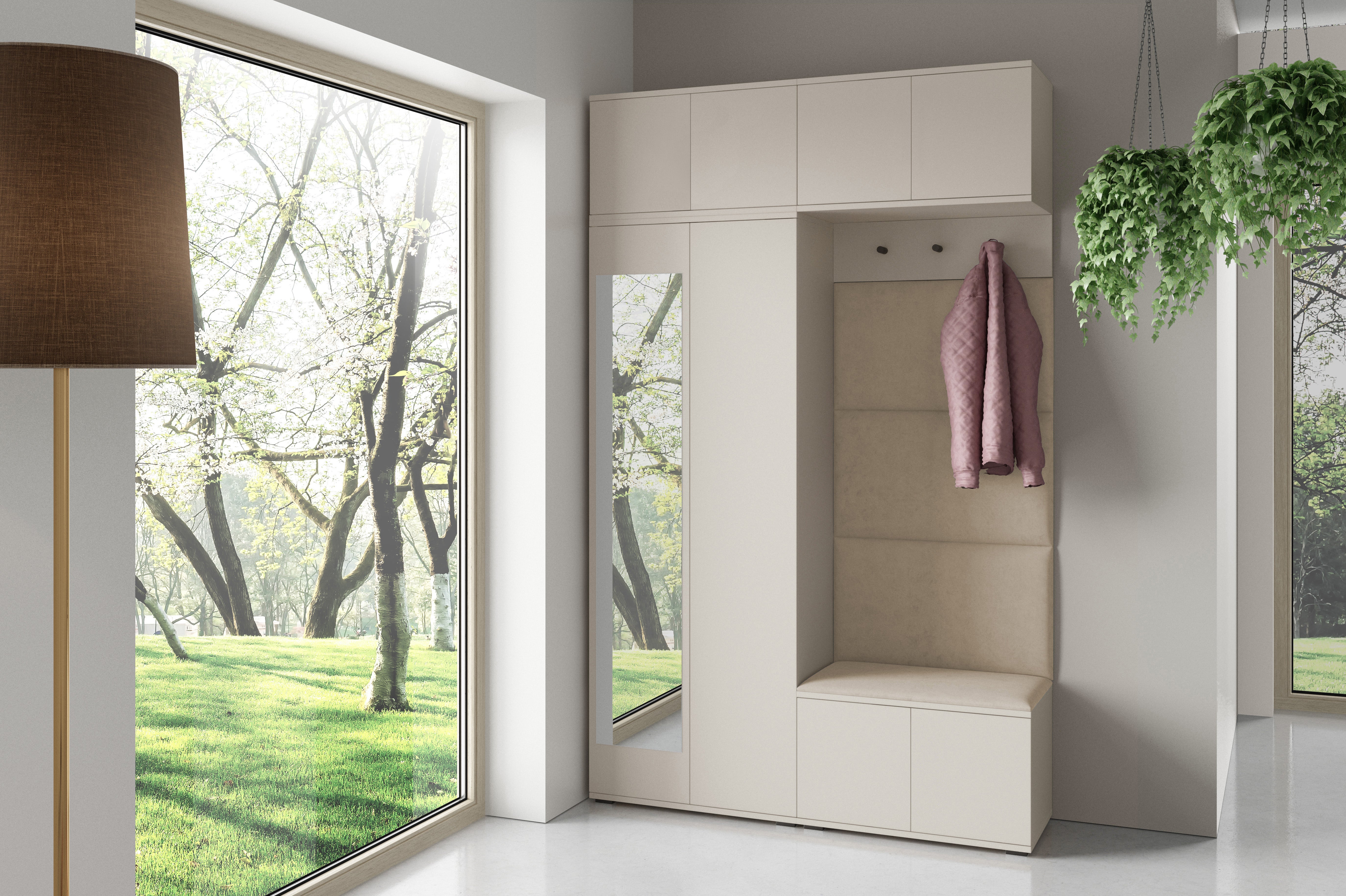 PK Bianco 1 Hallway Wardrobe Set -  Upholstered Panels in Various Colours
